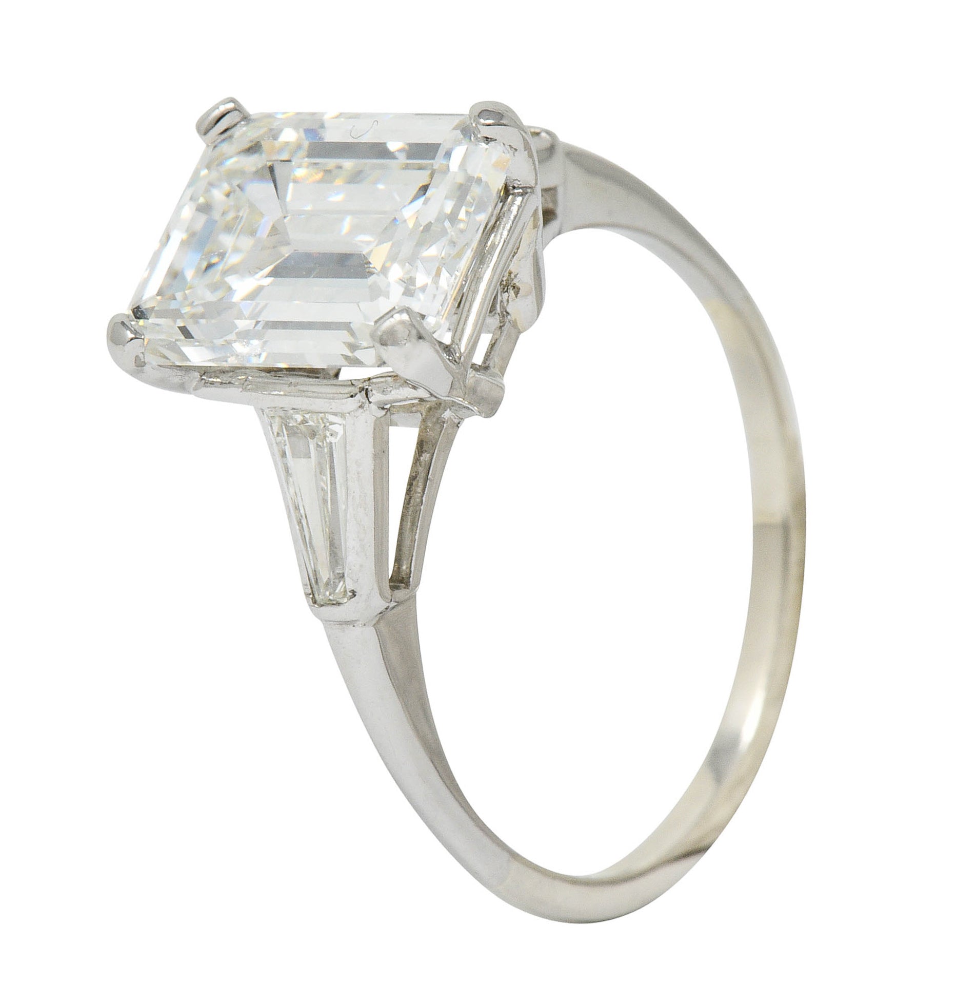 Substantial 4.58 CTW Emerald Cut Diamond Platinum Engagement Ring GIARing - Wilson's Estate Jewelry