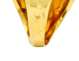 Jacent Vintage Coral Diamond 18 Karat Gold Unisex Cabochon Gemstone Ring - Wilson's Estate Jewelry