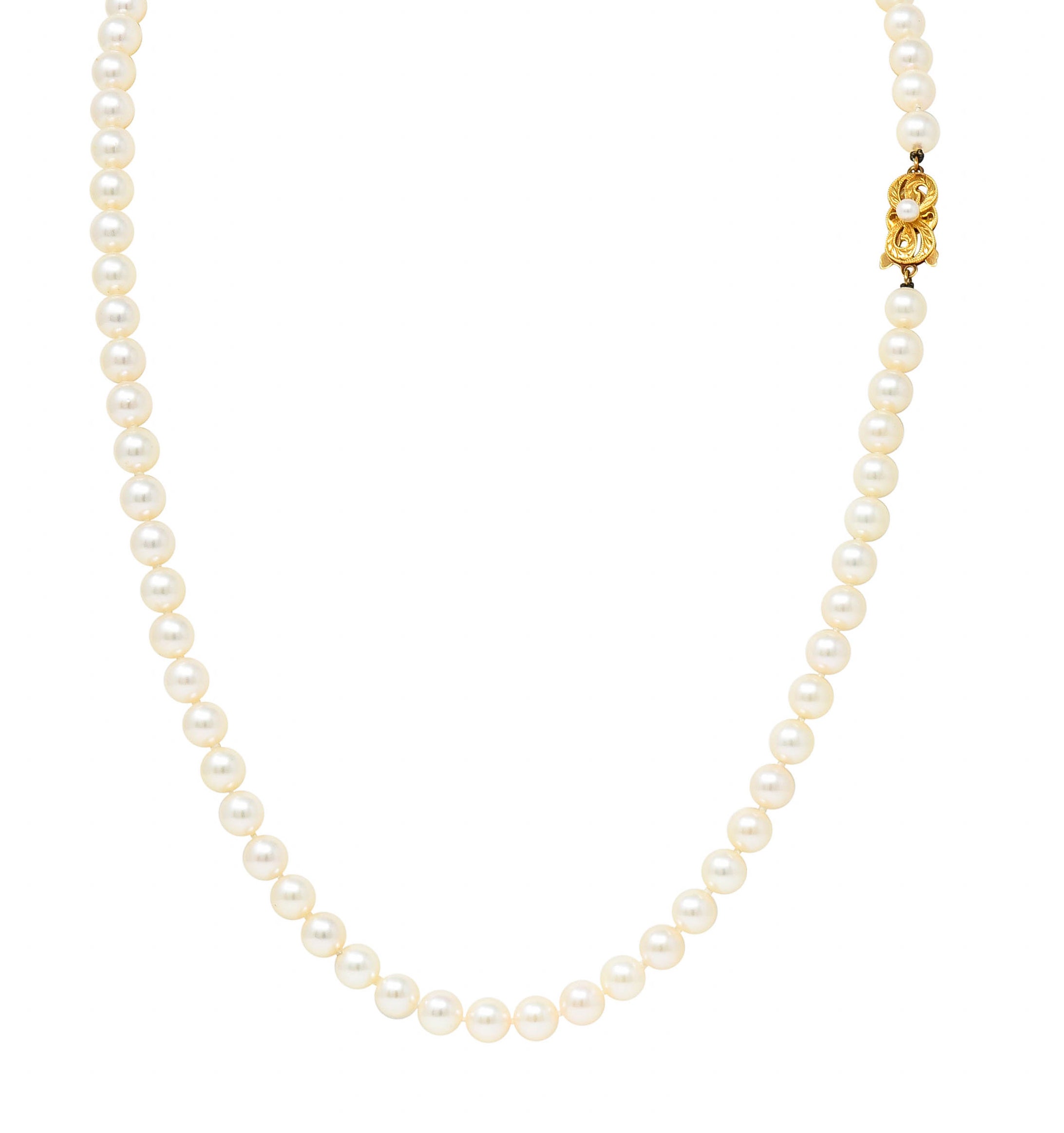 Mikimoto Cultured Pearl 18 Karat Gold Matinee Strand NecklaceNecklace - Wilson's Estate Jewelry