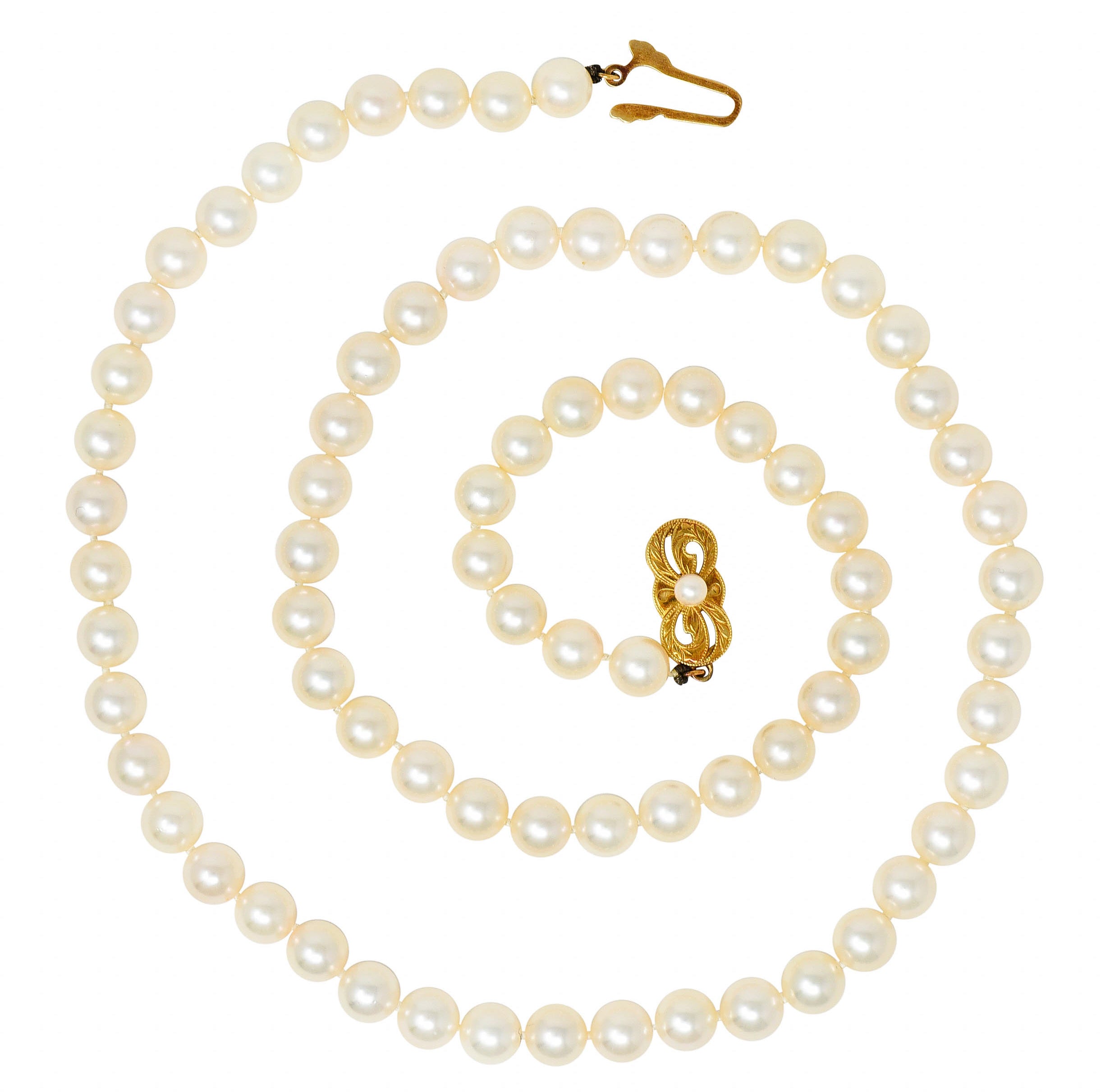 Mikimoto Cultured Pearl 18 Karat Gold Matinee Strand NecklaceNecklace - Wilson's Estate Jewelry