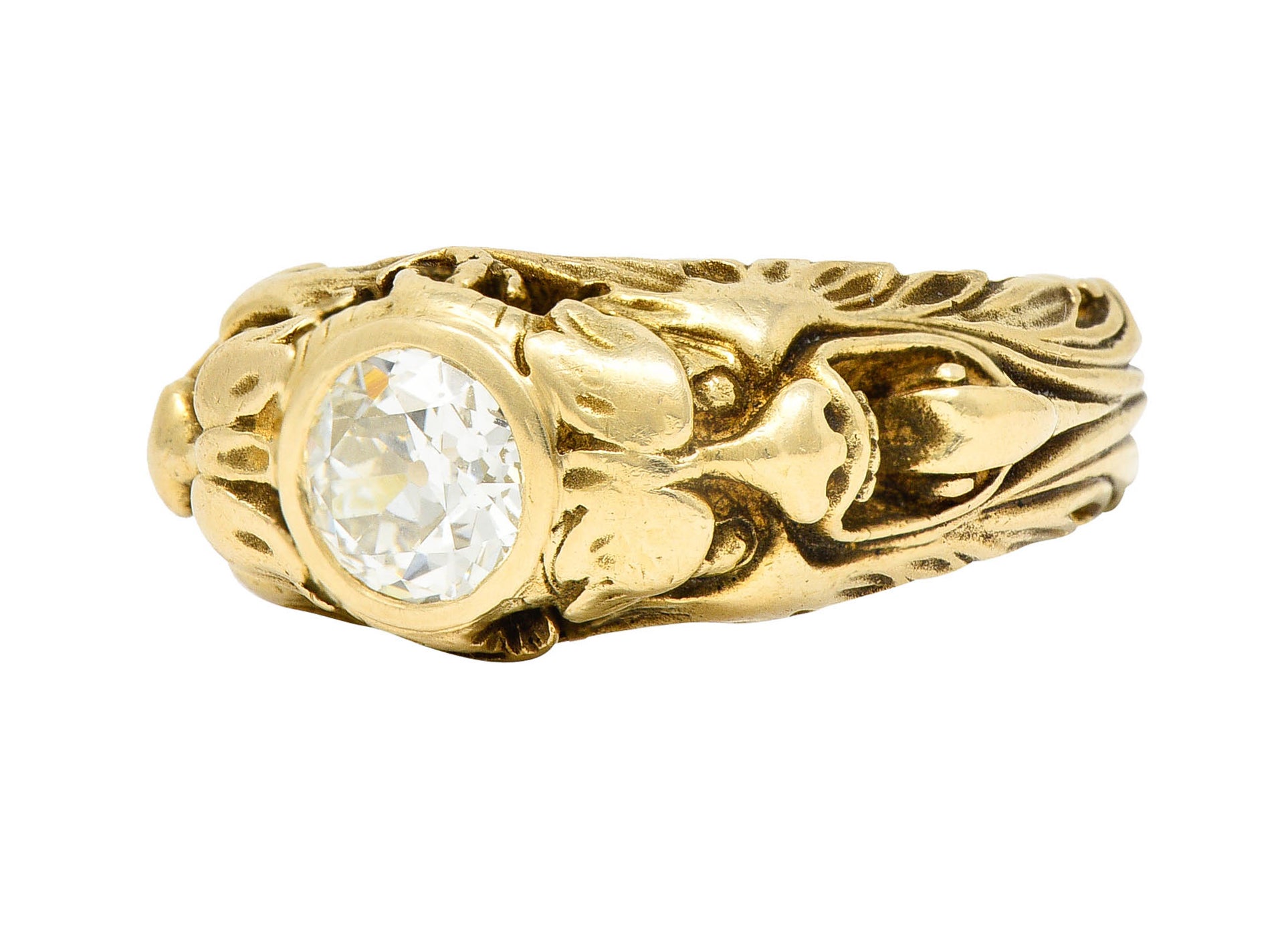 1900 Victorian 1.14 CTW Old Mine Diamond 14 Karat Gold Unisex Phobos RingRing - Wilson's Estate Jewelry