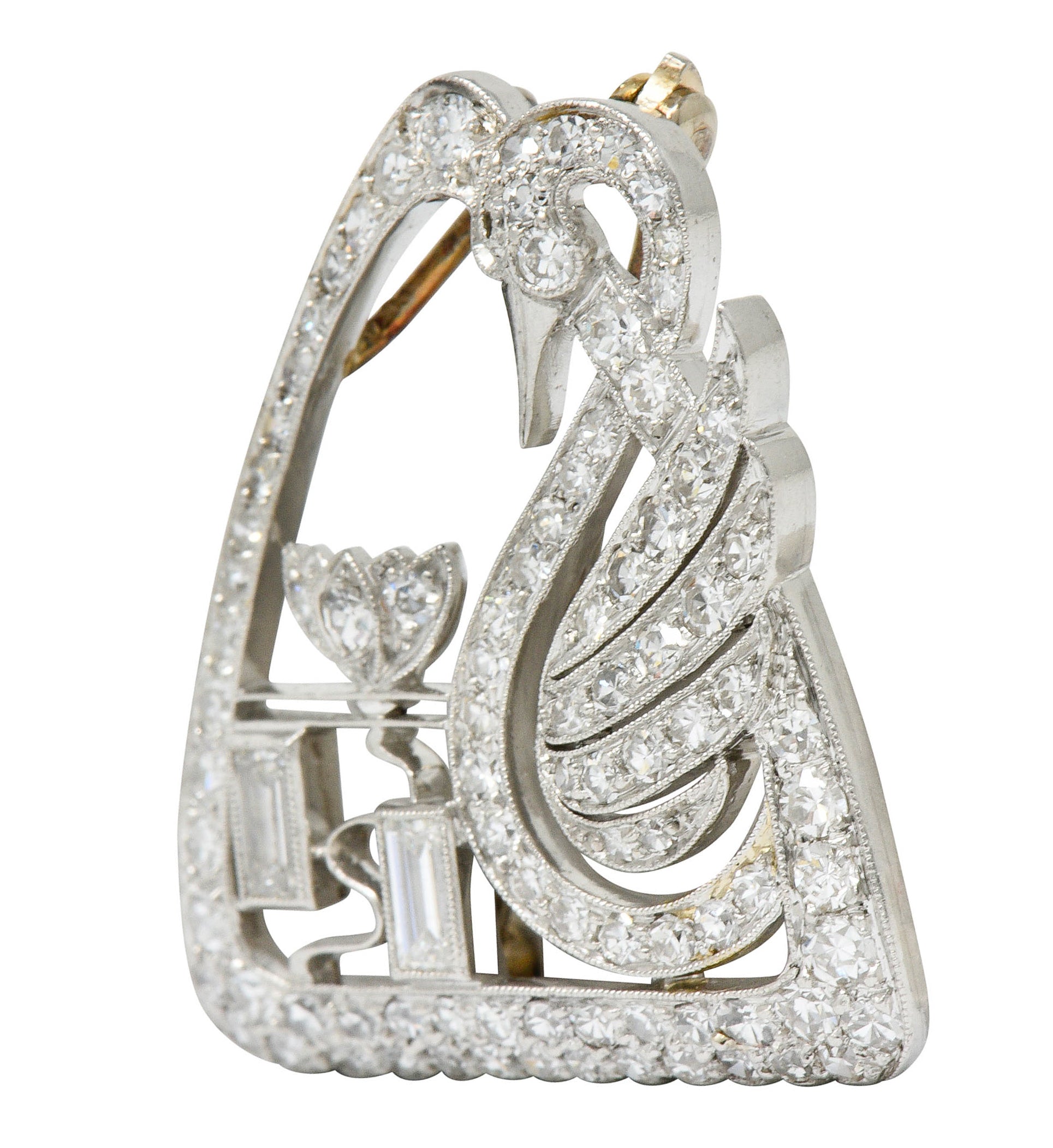 Art Deco 2.00 CTW Diamond Platinum Swan Brooch Pendant Circa 1930sBrooch - Wilson's Estate Jewelry