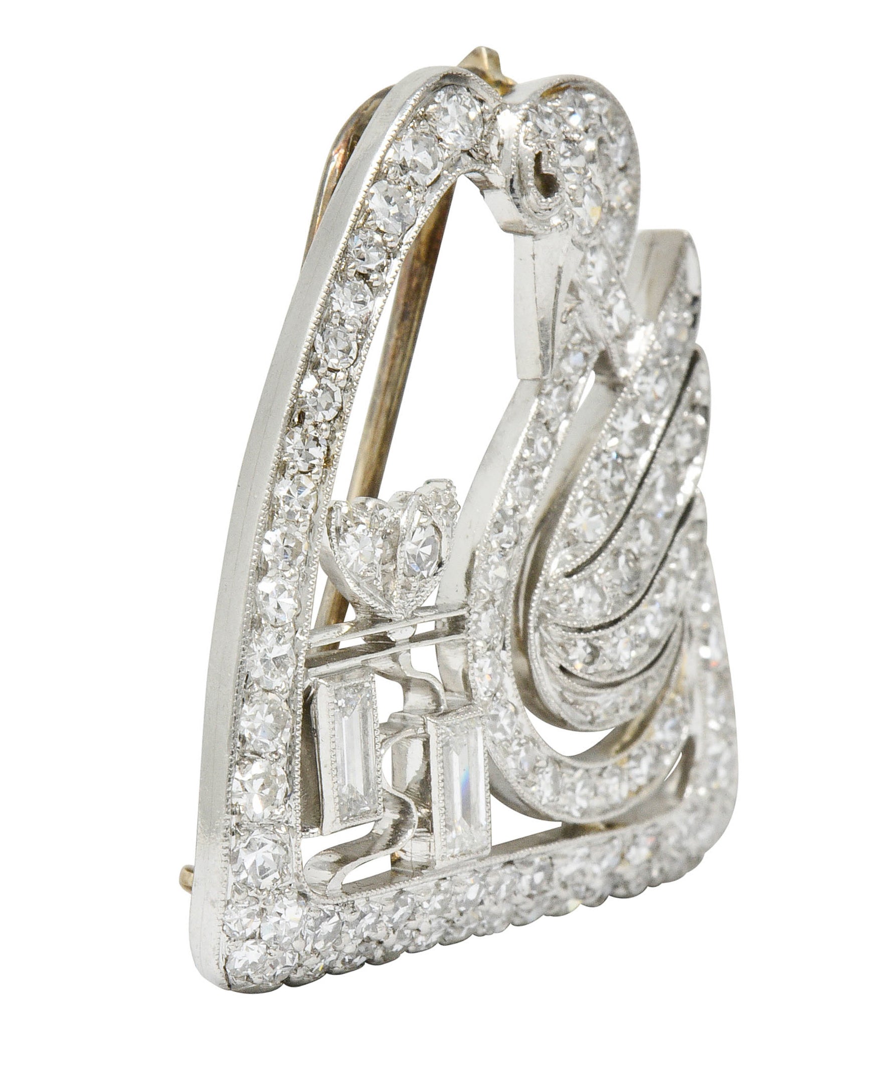 Art Deco 2.00 CTW Diamond Platinum Swan Brooch Pendant Circa 1930sBrooch - Wilson's Estate Jewelry