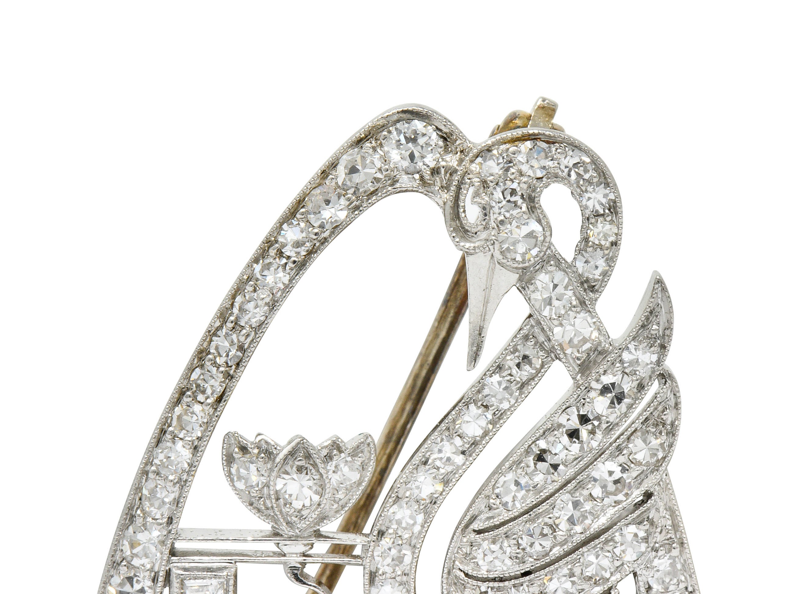 Art Deco 2.00 CTW Diamond Platinum Swan Brooch Pendant Circa 1930sBrooch - Wilson's Estate Jewelry