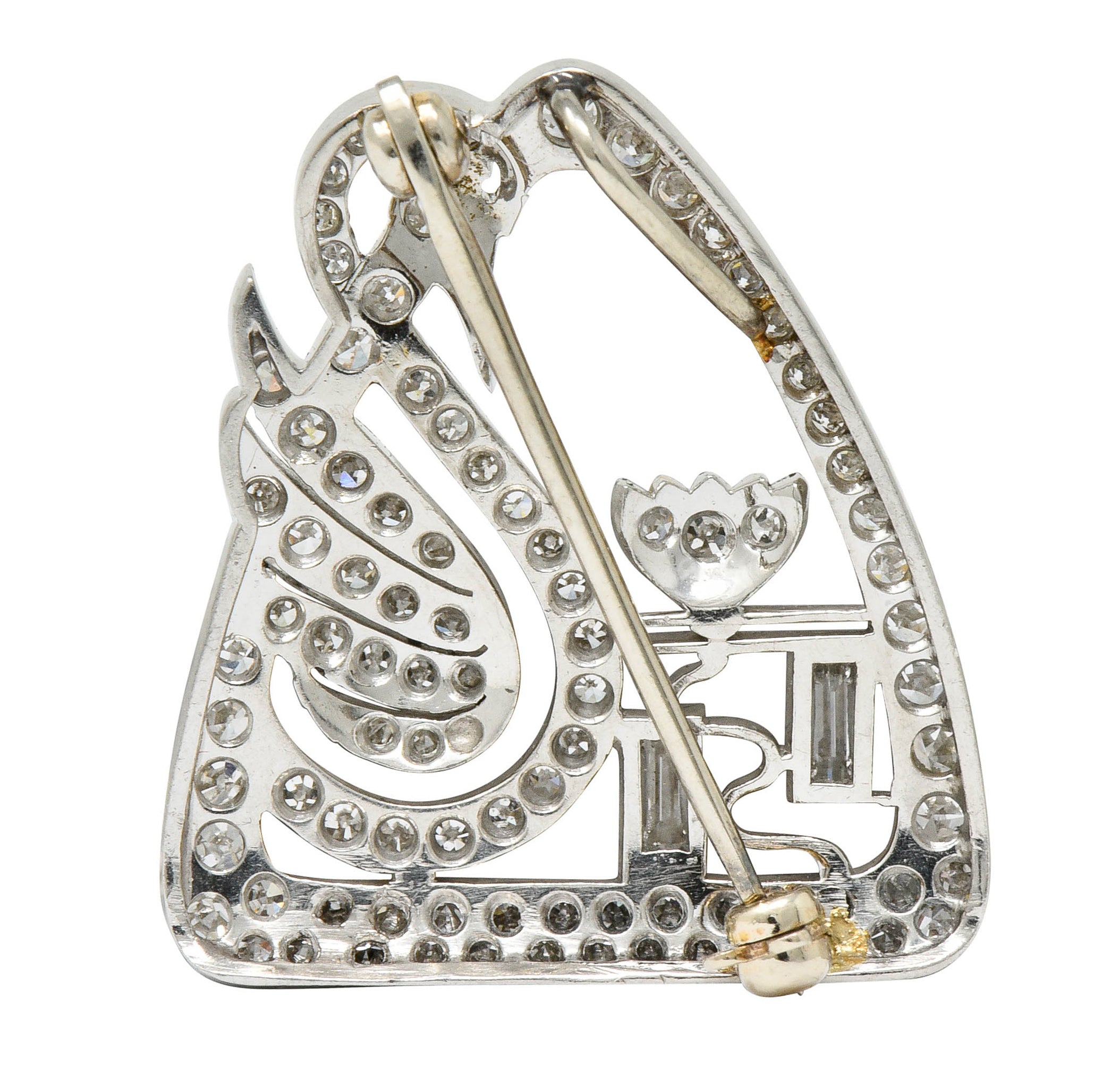 Art Deco 2.00 CTW Diamond Platinum Swan Brooch Pendant Circa 1930sBrooch - Wilson's Estate Jewelry