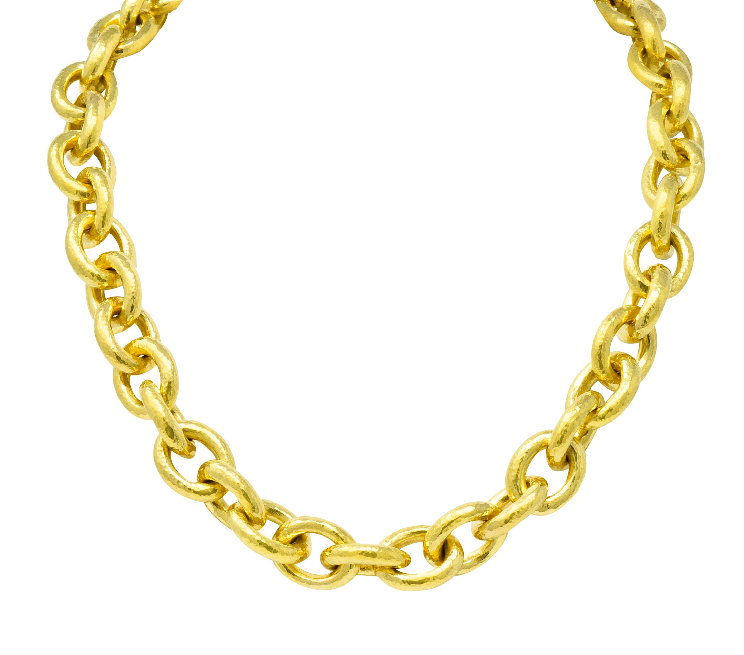 Elizabeth Locke Ruby 19 Karat Gold Substantial Curb Link Chain Collar Necklace - Wilson's Estate Jewelry