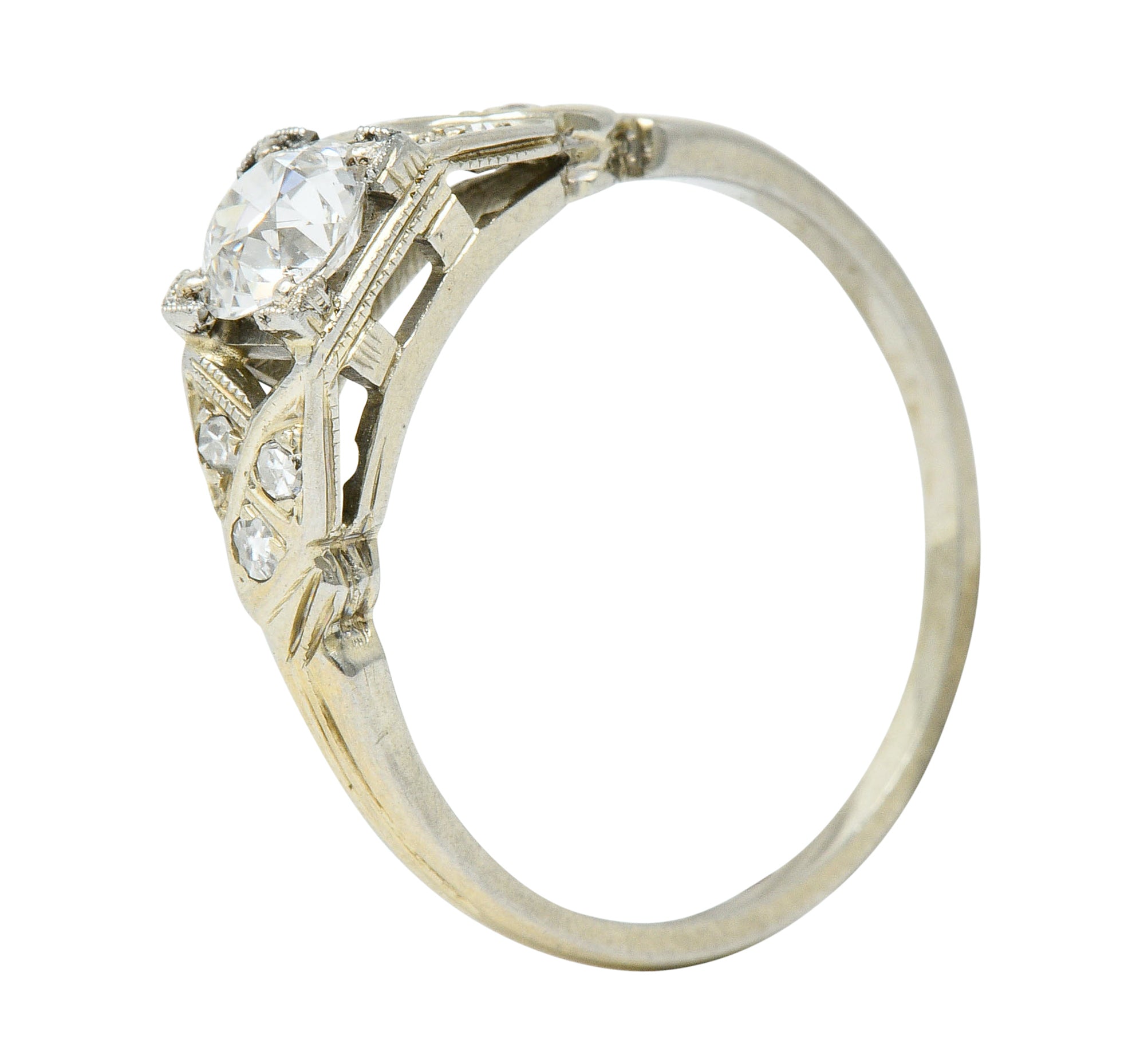 Retro Diamond 18 Karat White Gold Engagement RingRing - Wilson's Estate Jewelry