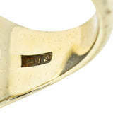 Jones & Woodland Retro Bloodstone 14 Karat Hammered Gold Unisex Signet RingRing - Wilson's Estate Jewelry