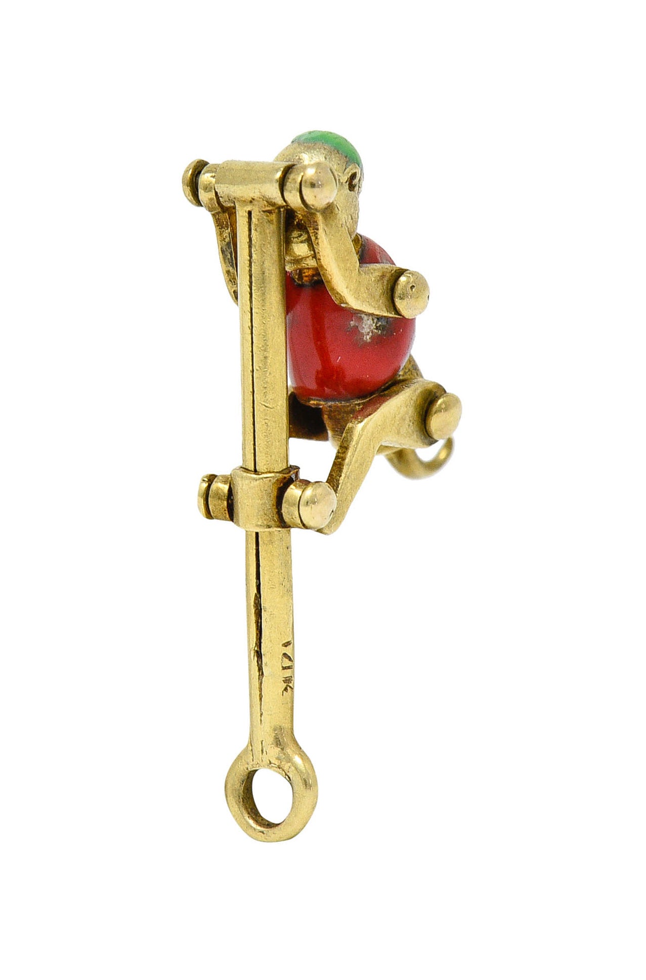 1940's Retro Enamel 14 Karat Gold Articulated Circus Monkey Charmcharm - Wilson's Estate Jewelry