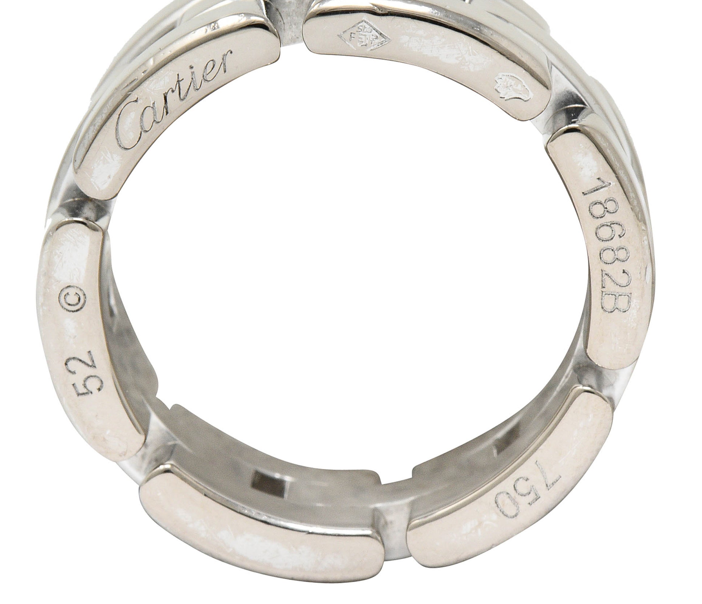 Cartier 18 Karat White Gold French Maillon Panthere Band RingRing - Wilson's Estate Jewelry