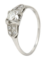 Art Deco 0.37 CTW Diamond Platinum Pyramidal Antique Engagement Ring Wilson's Estate Jewelry