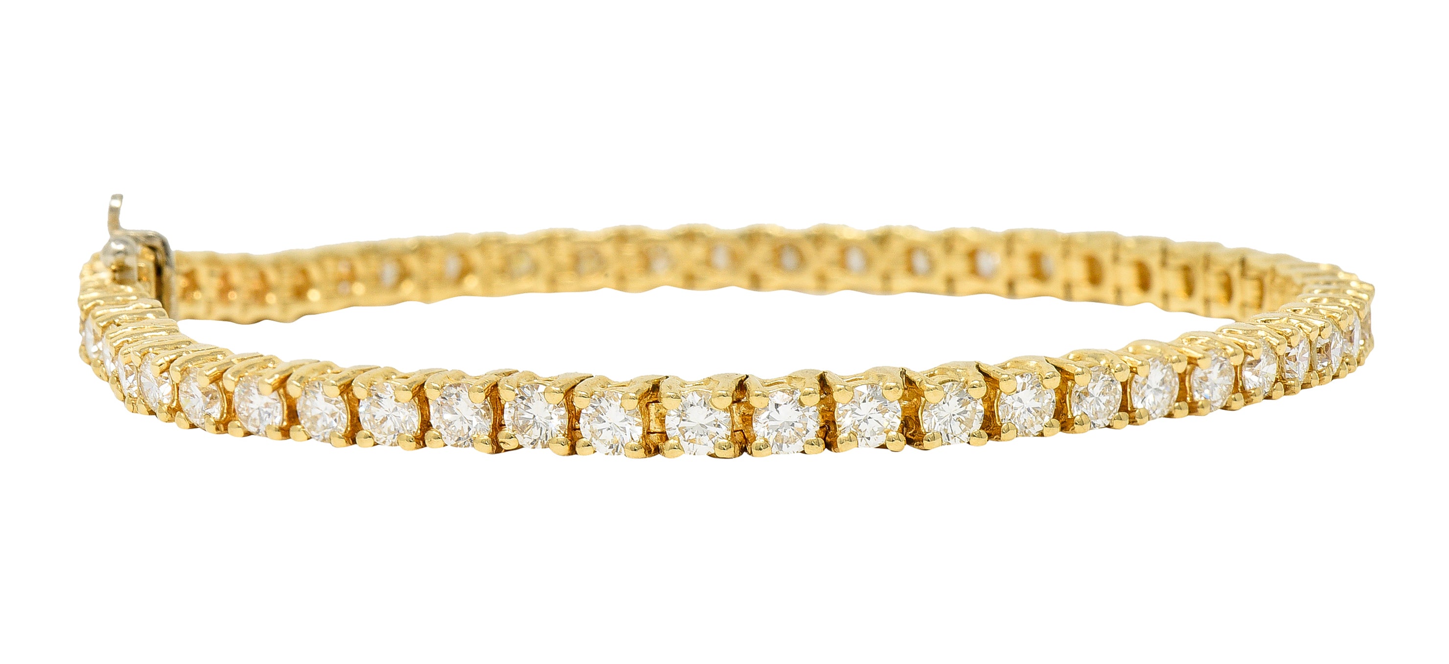 Vintage 5.00 CTW Diamond 14 Karat Yellow Gold Vintage Tennis Bracelet Wilson's Estate Jewelry