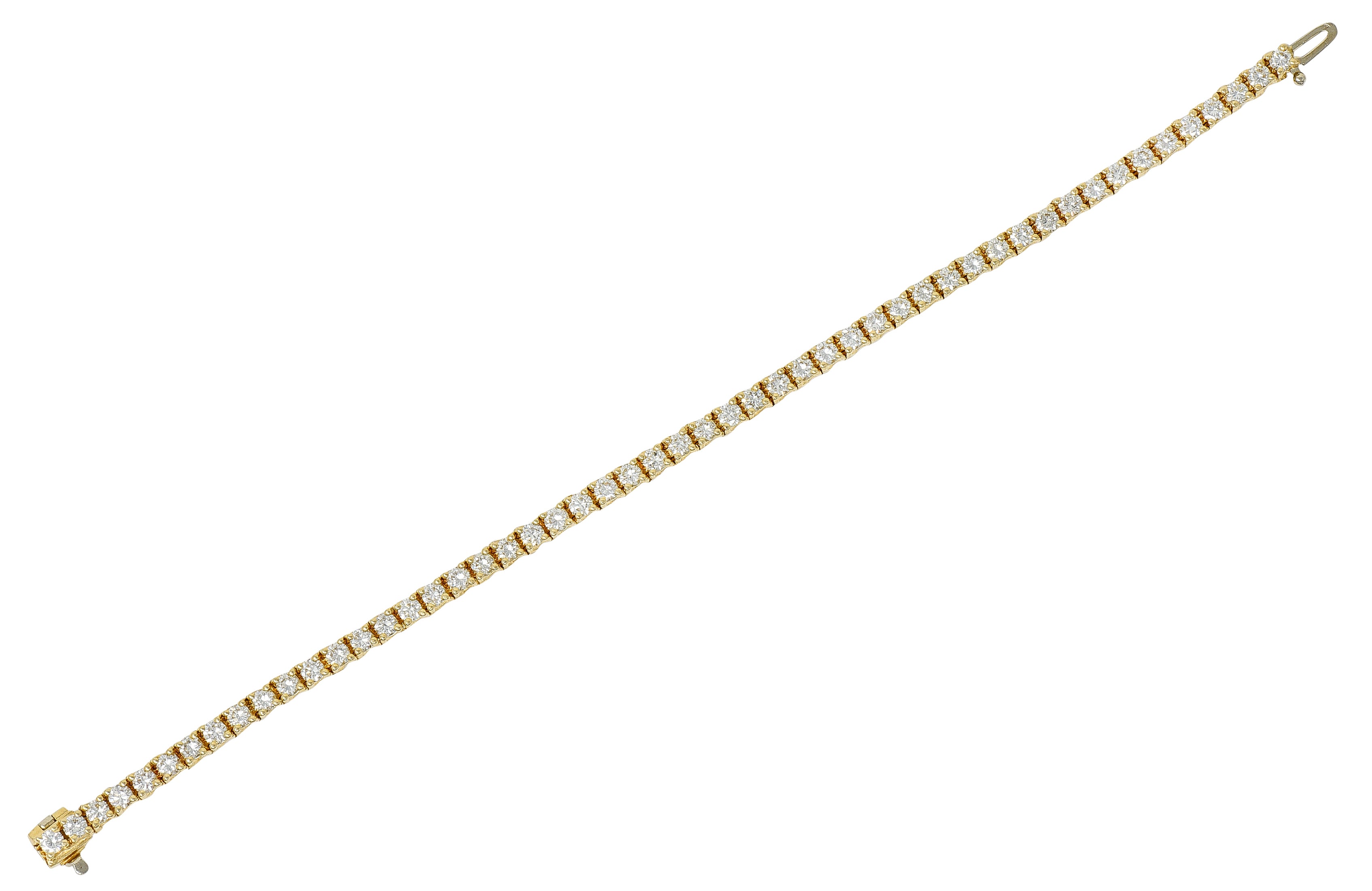 Vintage 5.00 CTW Diamond 14 Karat Yellow Gold Vintage Tennis Bracelet Wilson's Estate Jewelry