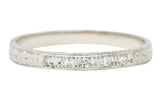 1920's Art Deco Single Cut Diamond 18 Karat White Gold Unisex Orange Blossom Band Ring Wilson's Estate Jewelry