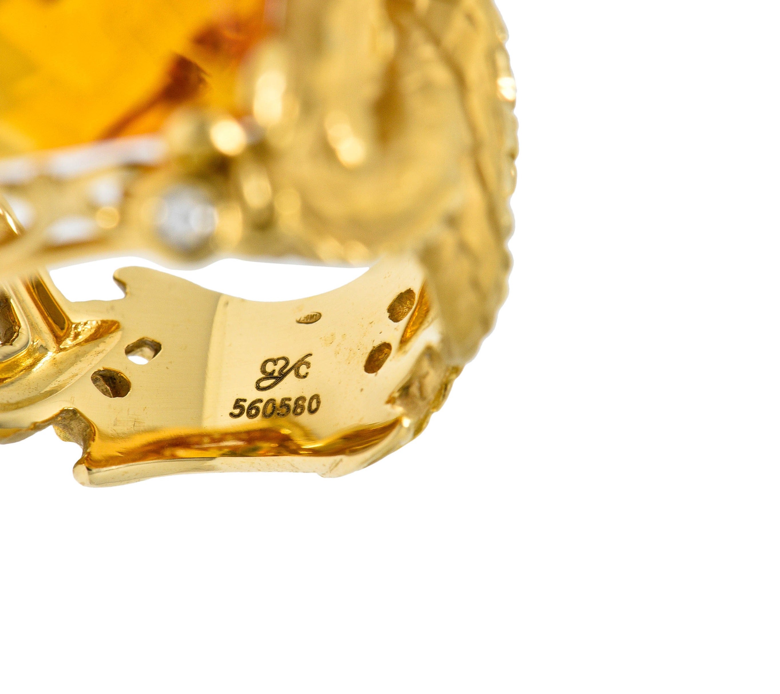 Carrera Y Carrera Citrine Diamond 18 Karat Gold Nanking Dragon Statement RingRing - Wilson's Estate Jewelry