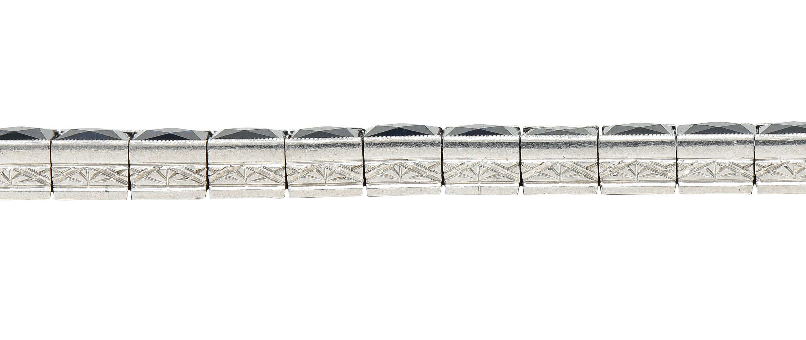 Art Deco 14.00 CTW French Cut Sapphire Platinum Line Braceletbracelet - Wilson's Estate Jewelry