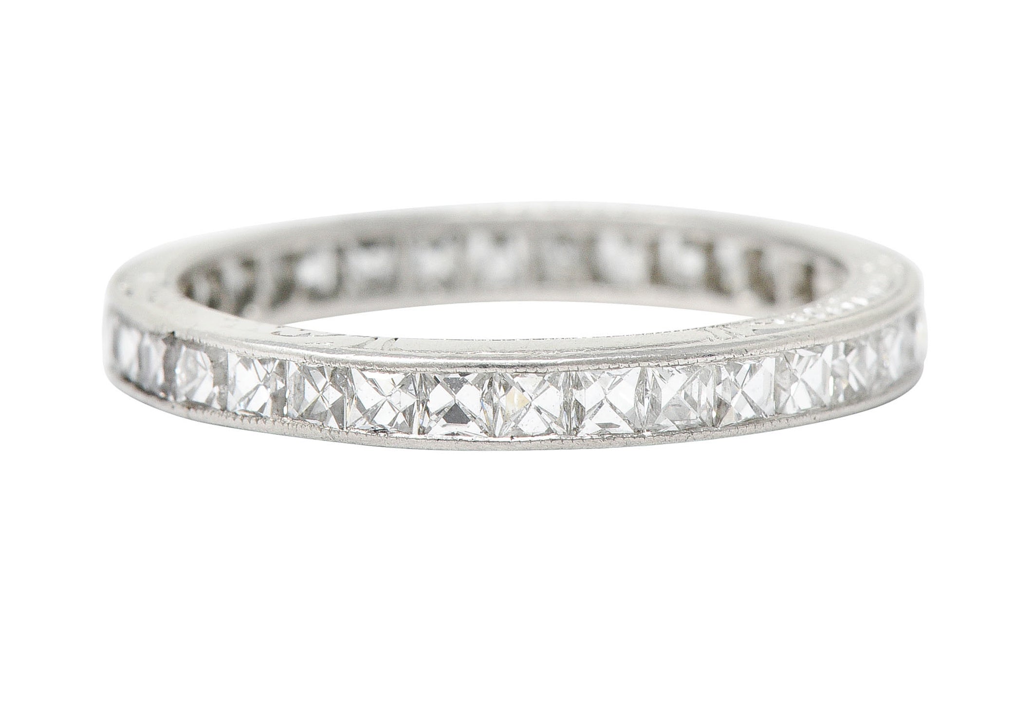 Art Deco 1.45 CTW French Cut Diamond Platinum Eternity Band RingRing - Wilson's Estate Jewelry