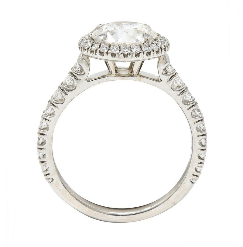 Cartier French 2.15 CTW Round Brilliant Diamond Platinum Destinee Halo Engagement Ring GIA Wilson's Estate Jewelry