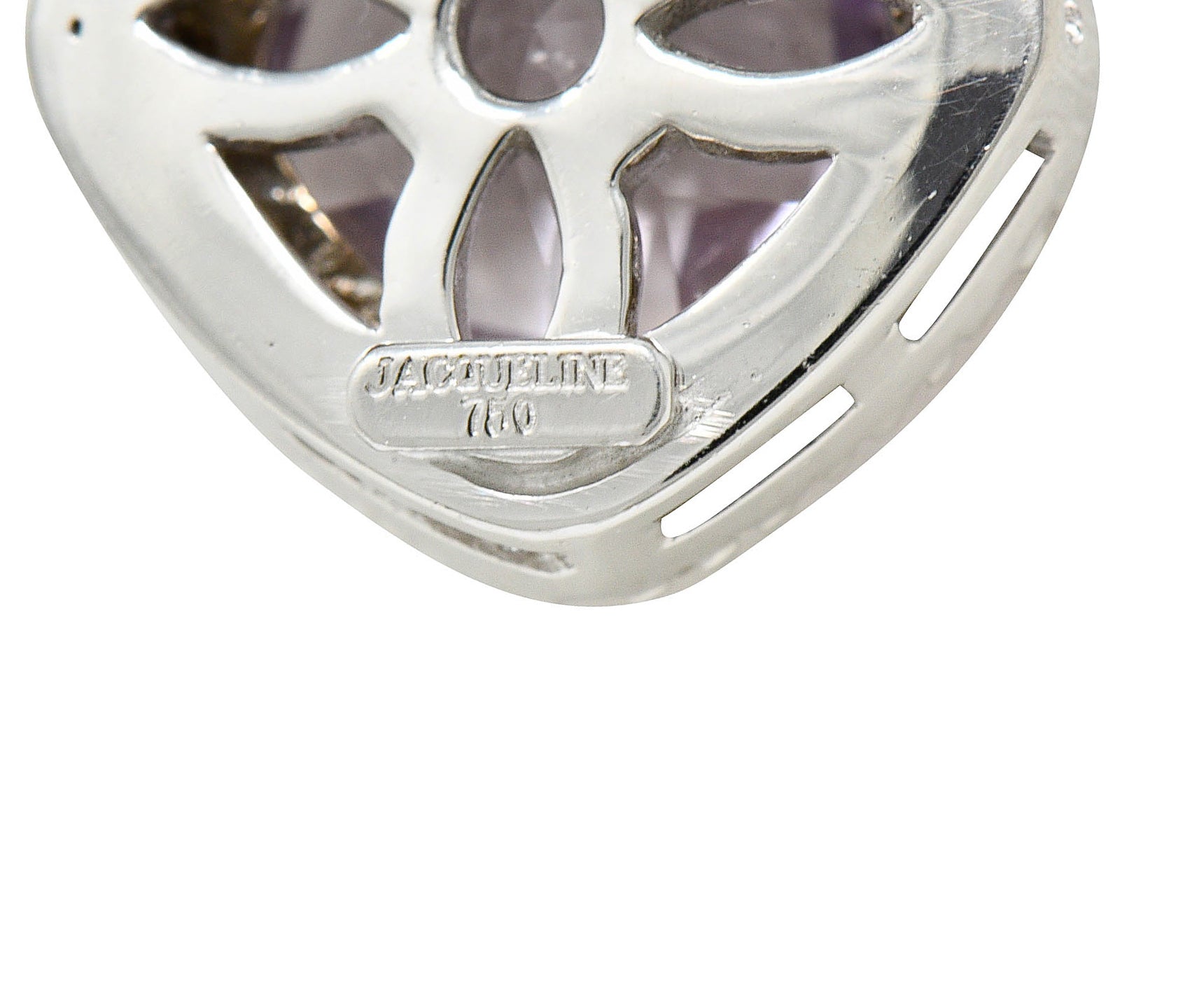 Checkerboard Cut Amethyst Diamond 18 Karat White Gold Enhancer Pendant NecklaceNecklace - Wilson's Estate Jewelry