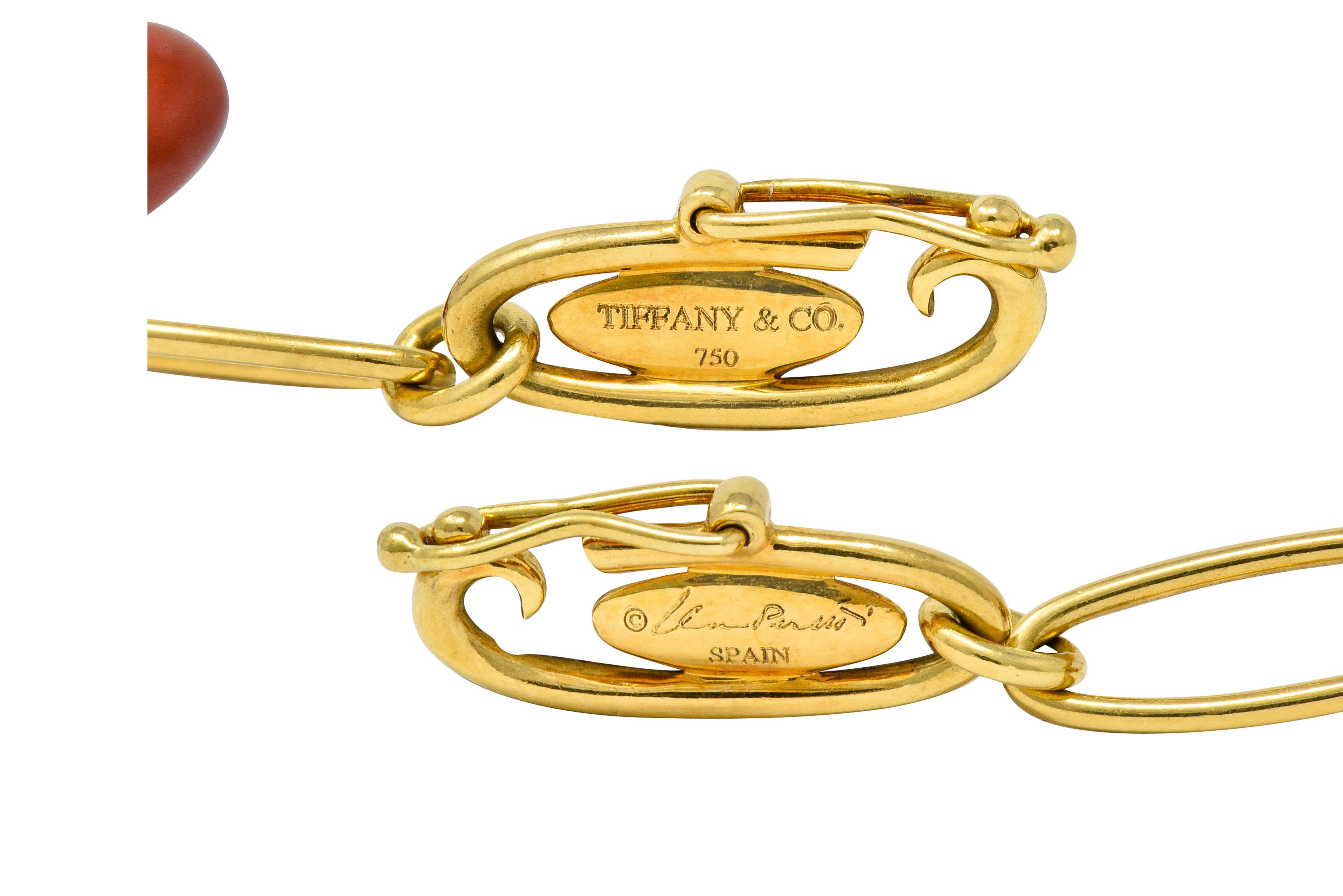 Elsa Peretti Tiffany & Co. 18 Karat Gold Five Charm Jade Lapis Crystal Icon Braceletbracelet - Wilson's Estate Jewelry