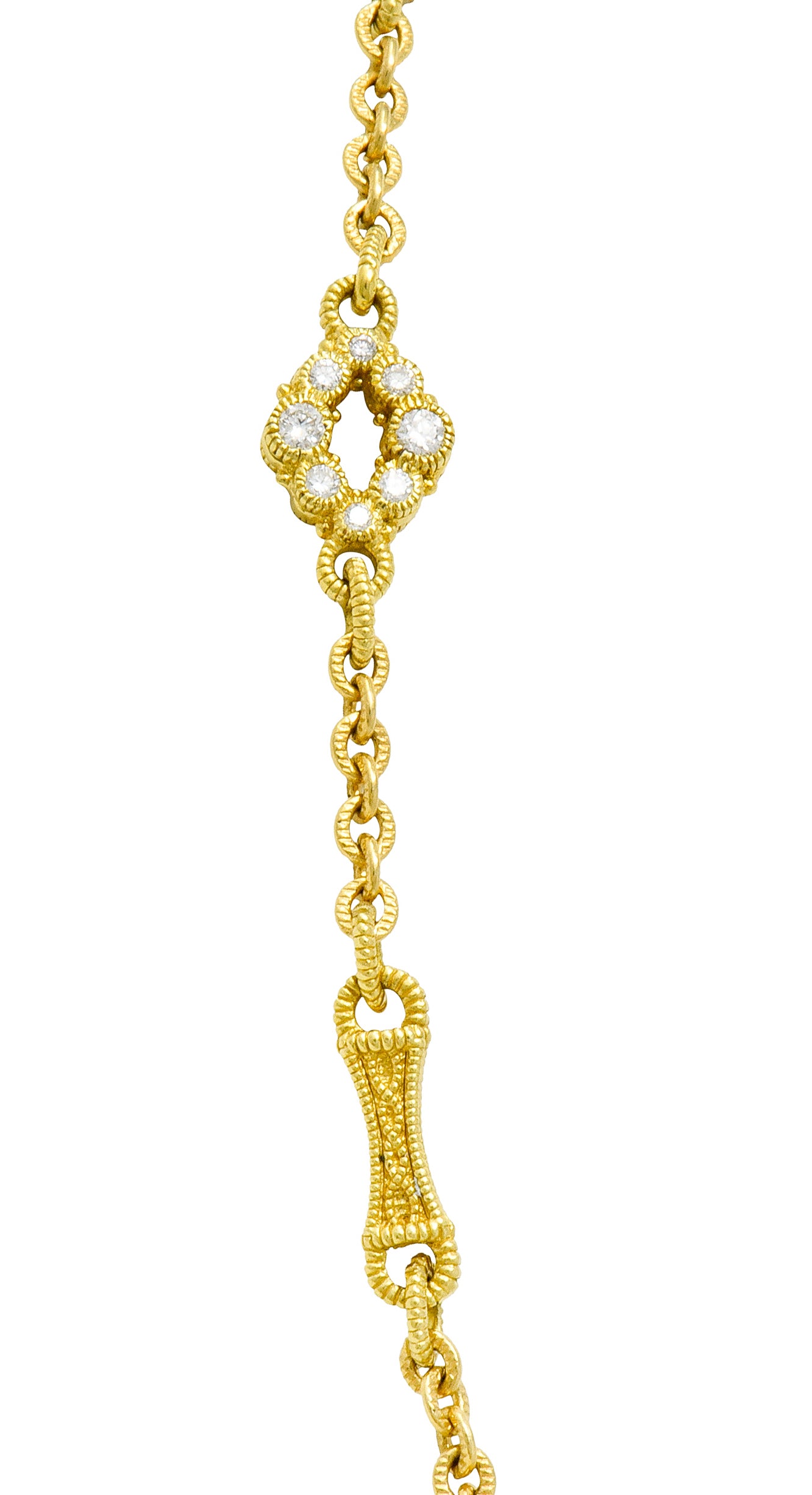 Judith Ripka Contemporary 1.40 CTW Diamond 18 Karat Gold Station Necklace - Wilson's Estate Jewelry