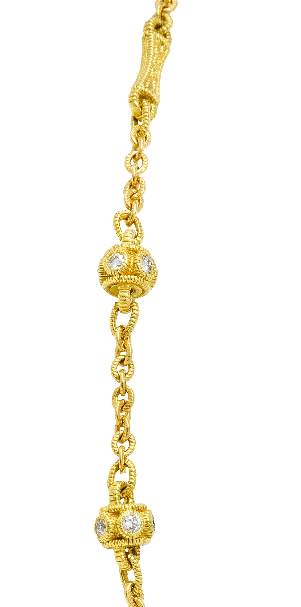 Judith Ripka Contemporary 1.40 CTW Diamond 18 Karat Gold Station Necklace - Wilson's Estate Jewelry