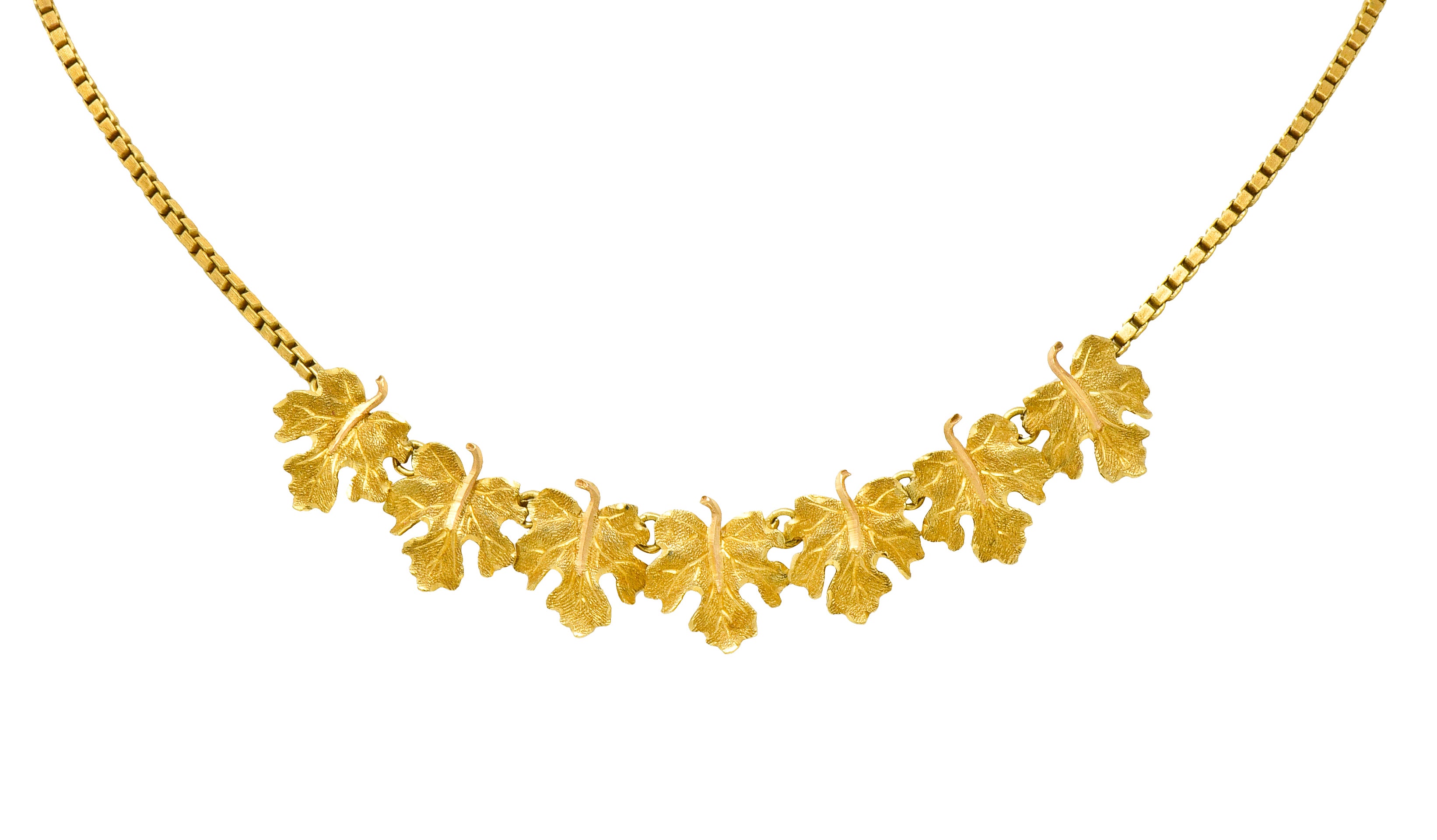 Buccellati 18 Karat Two-Tone Gold Italian Grape Leaf Necklace - Wilson's Estate Jewelry