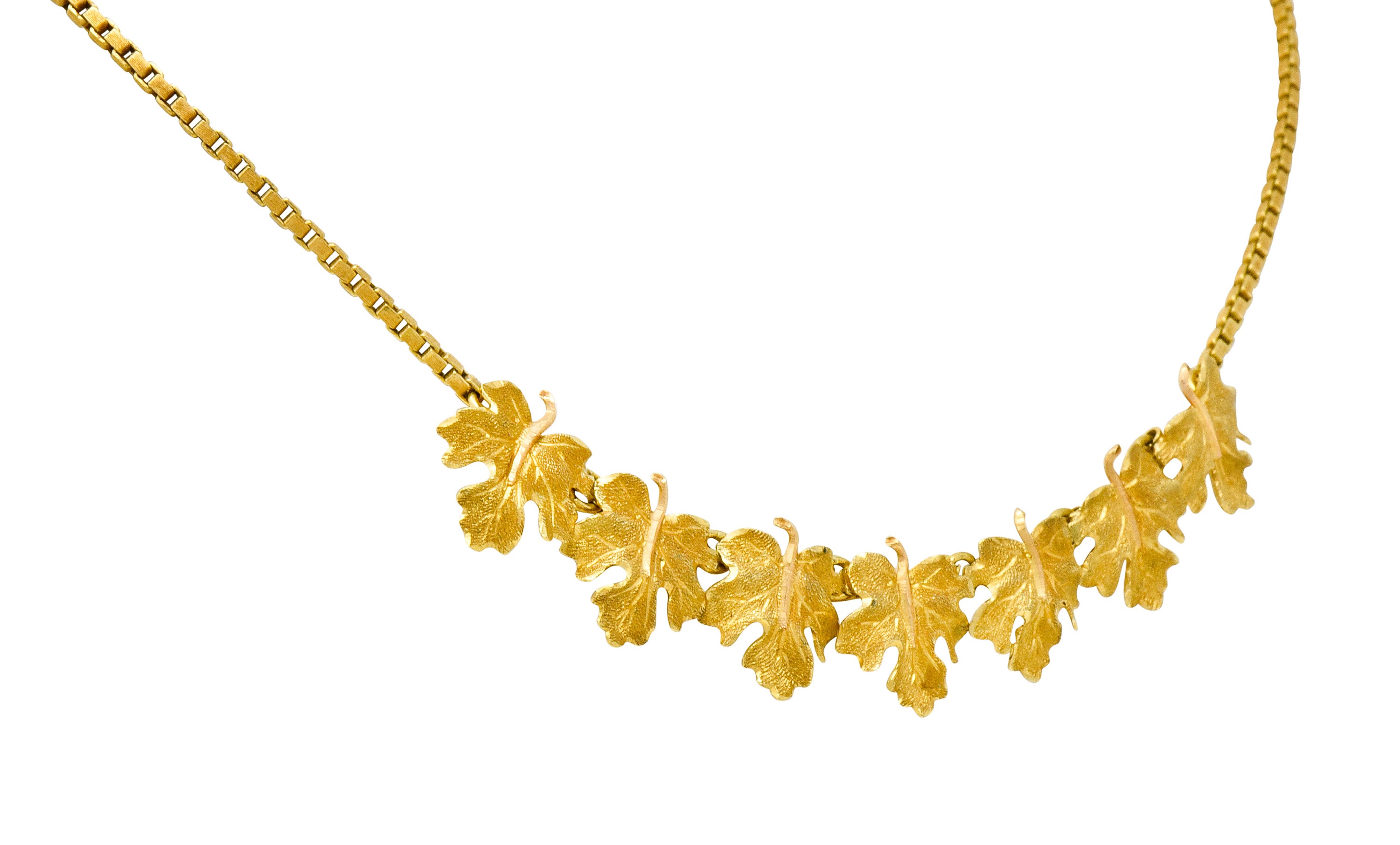 Buccellati 18 Karat Two-Tone Gold Italian Grape Leaf Necklace - Wilson's Estate Jewelry