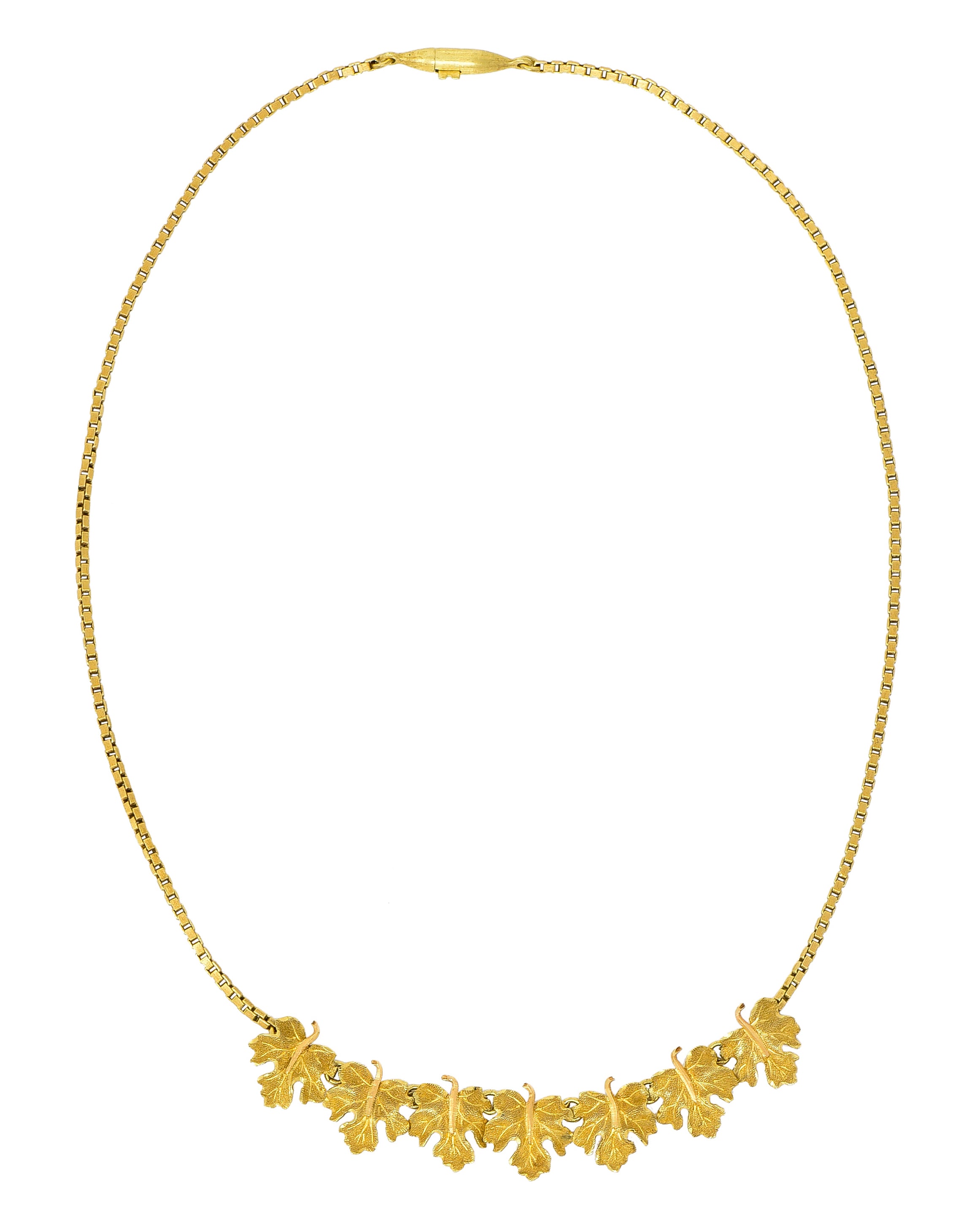 Buccellati 18 Karat Two-Tone Gold Italian Grape Leaf Necklace - Wilson's Estate Jewelry