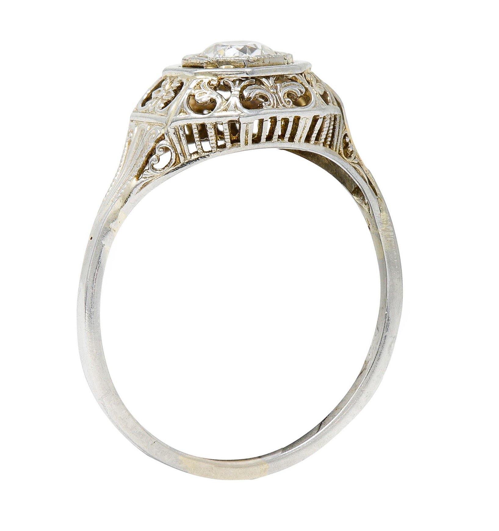 Art Deco 0.36 CTW Diamond 18 Karat White Gold Engagement RingRing - Wilson's Estate Jewelry