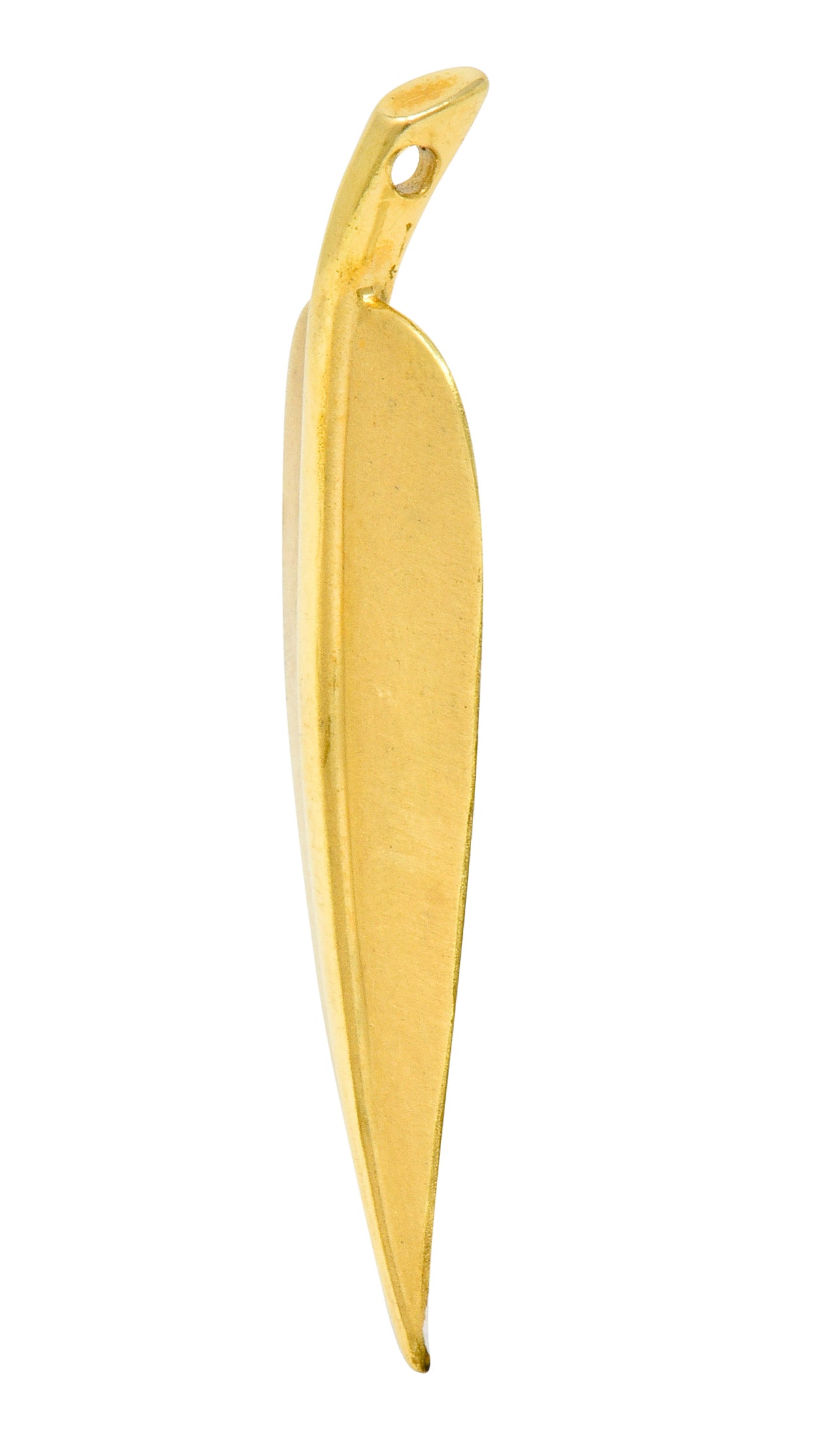 Angela Cummings Tiffany & Co. 18 Karat Matte Gold Feather Pendant Charm - Wilson's Estate Jewelry