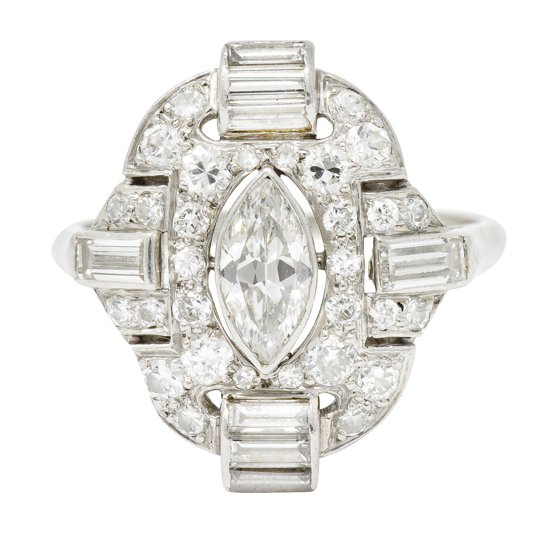 Art Deco 1.64 CTW Diamond Scrolling Pave Dinner Ring Circa 1930 - Wilson's Estate Jewelry