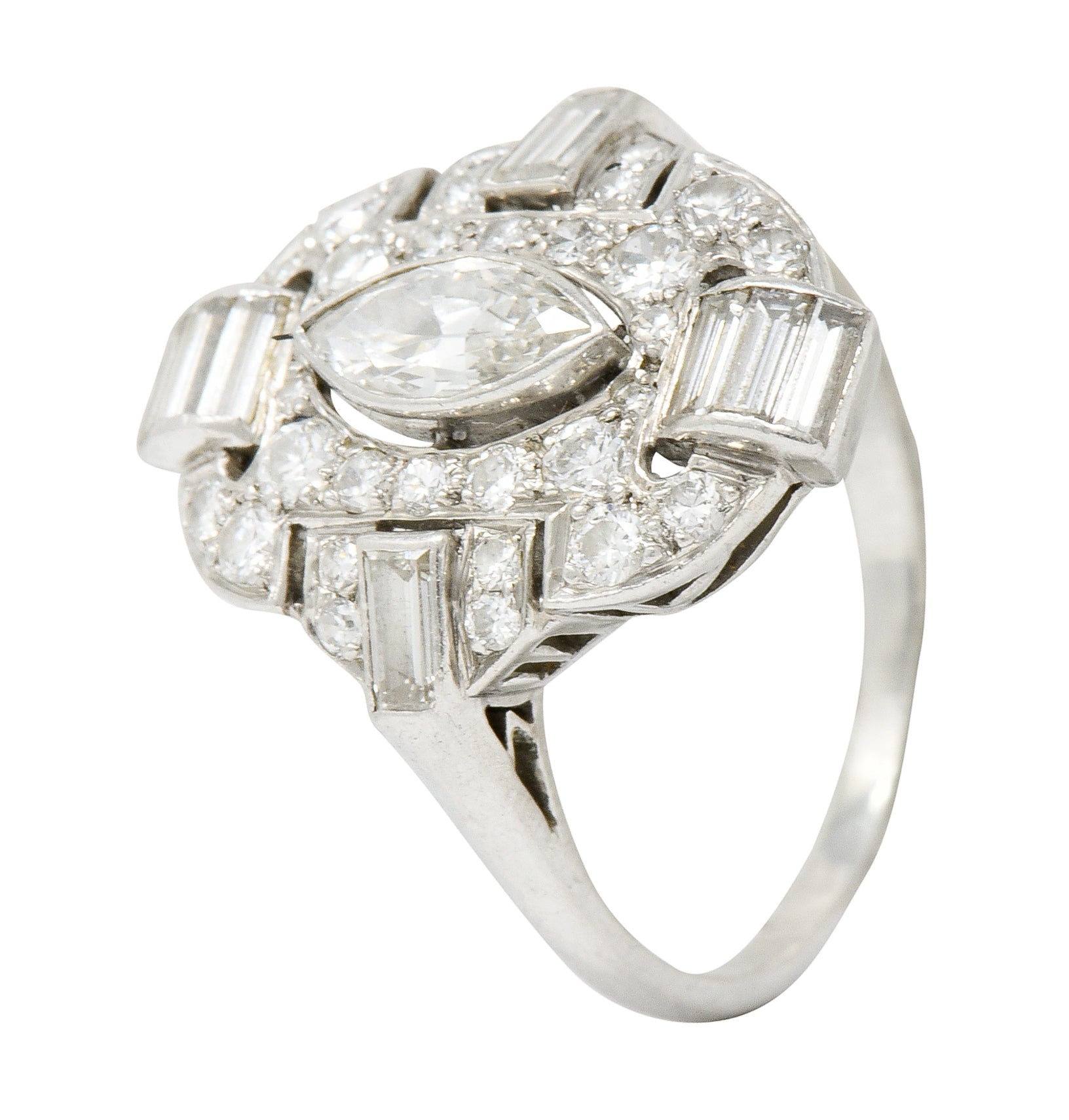 Art Deco 1.64 CTW Diamond Scrolling Pave Dinner Ring Circa 1930 - Wilson's Estate Jewelry