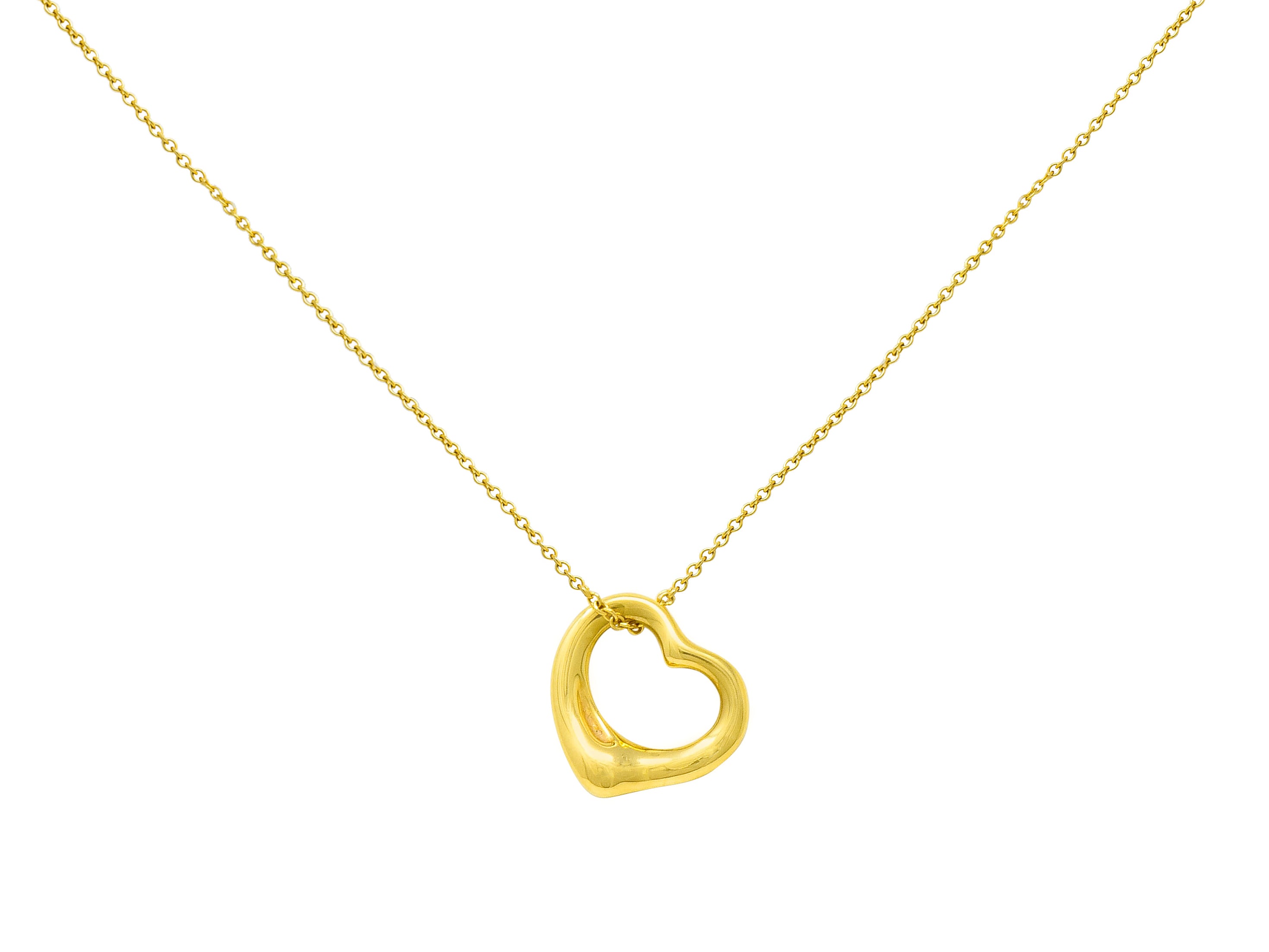 Elsa Peretti Tiffany & Co. 18 Karat Gold 14MM Open Heart Pendant Necklace - Wilson's Estate Jewelry