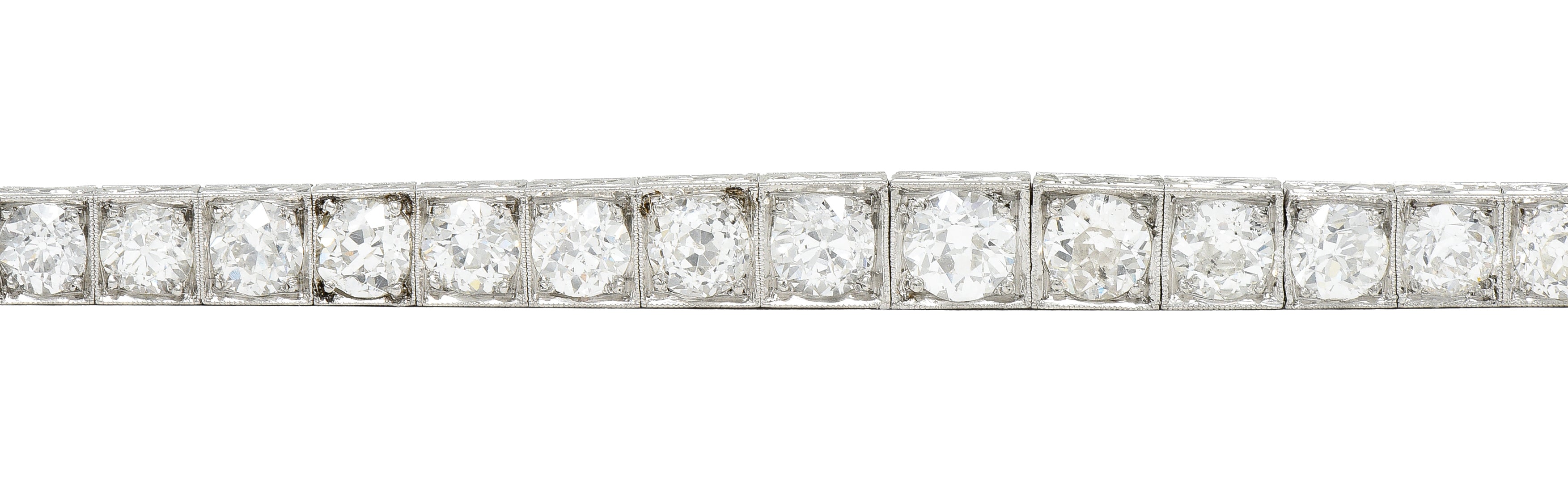 Art Deco 12.00 CTW Old Mine Diamond Platinum Line Bracelet Wilson's Estate Jewelry