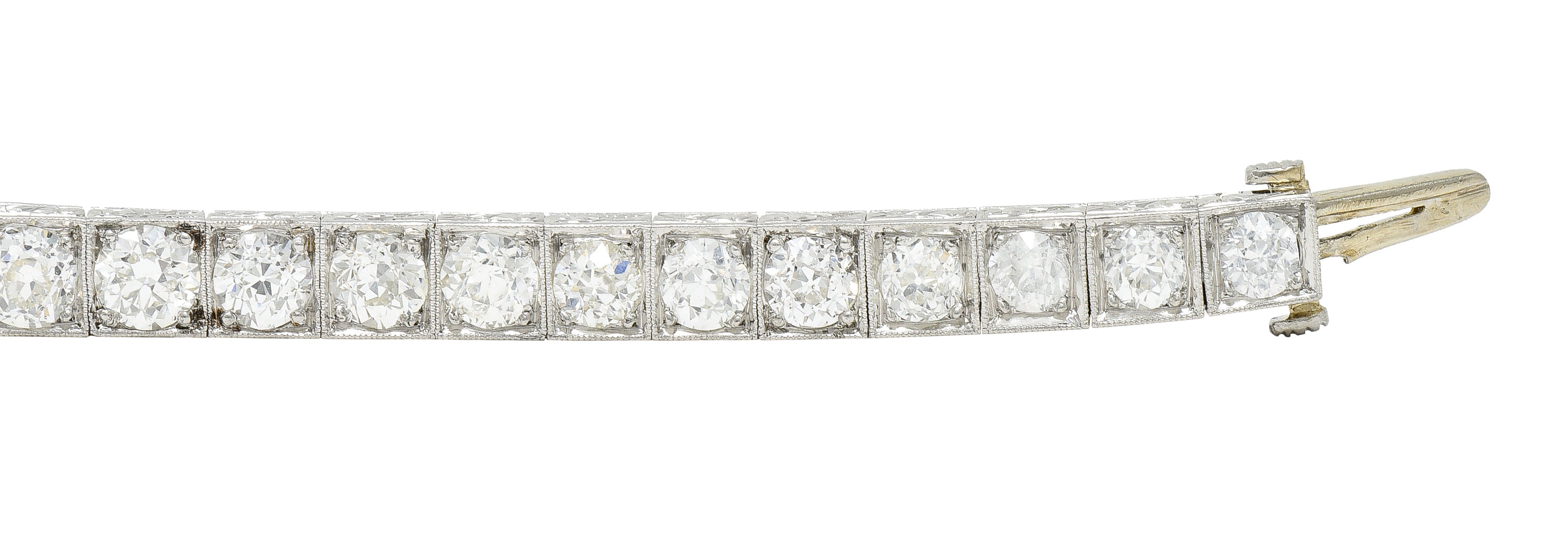 Art Deco 12.00 CTW Old Mine Diamond Platinum Line Bracelet Wilson's Estate Jewelry