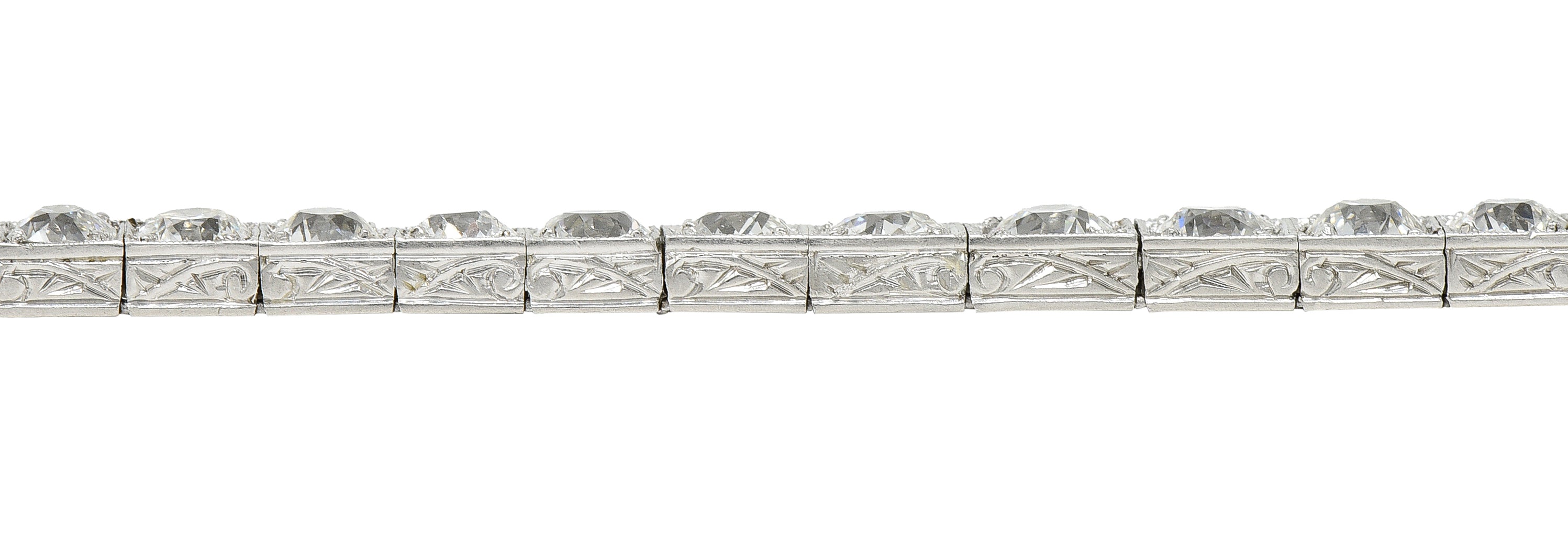 Art Deco 12.00 CTW Old Mine Diamond Platinum Line Bracelet Wilson's Estate Jewelry