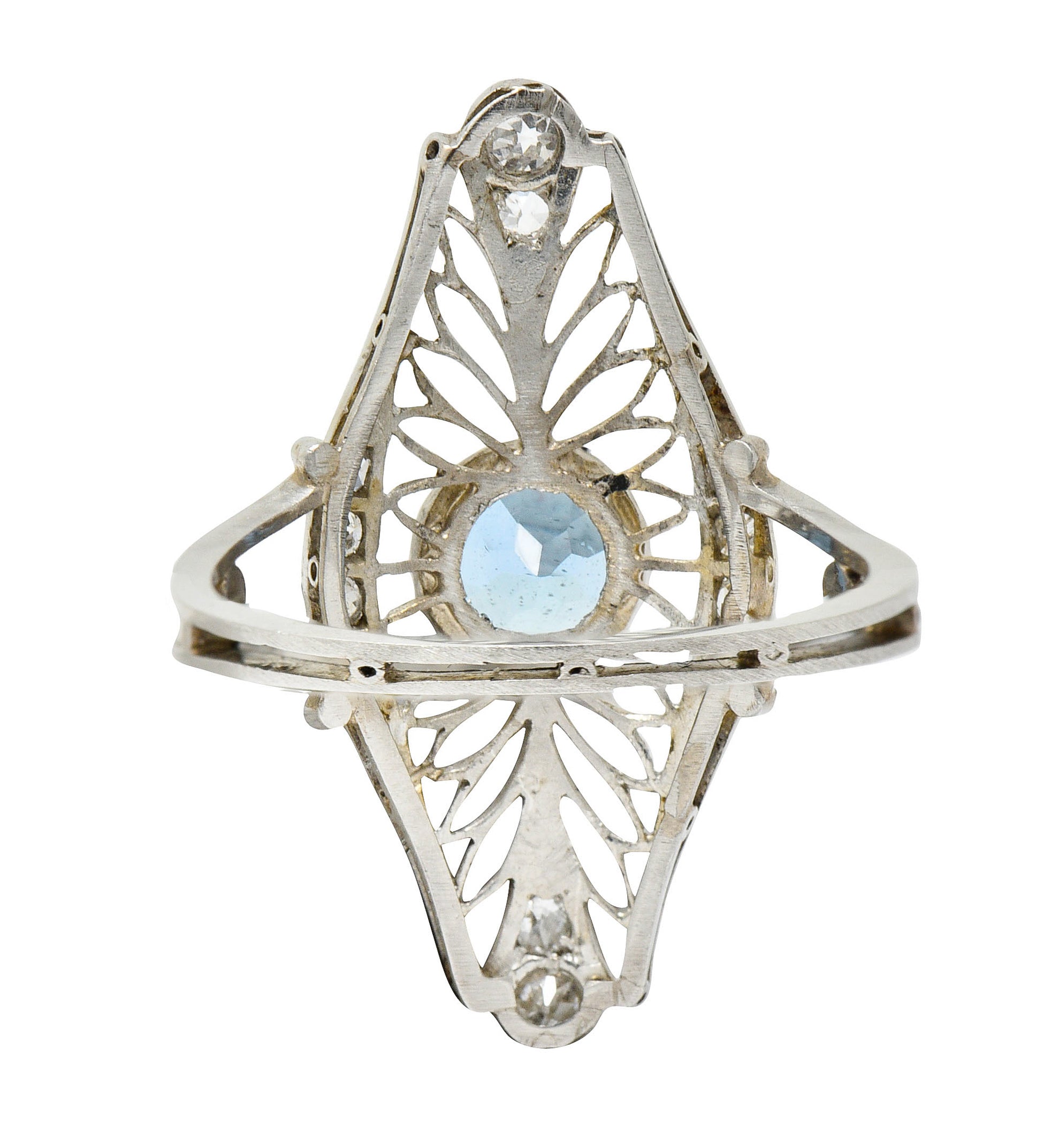 Edwardian 1.00 CTW Aquamarine Diamond Platinum Dinner RingRing - Wilson's Estate Jewelry