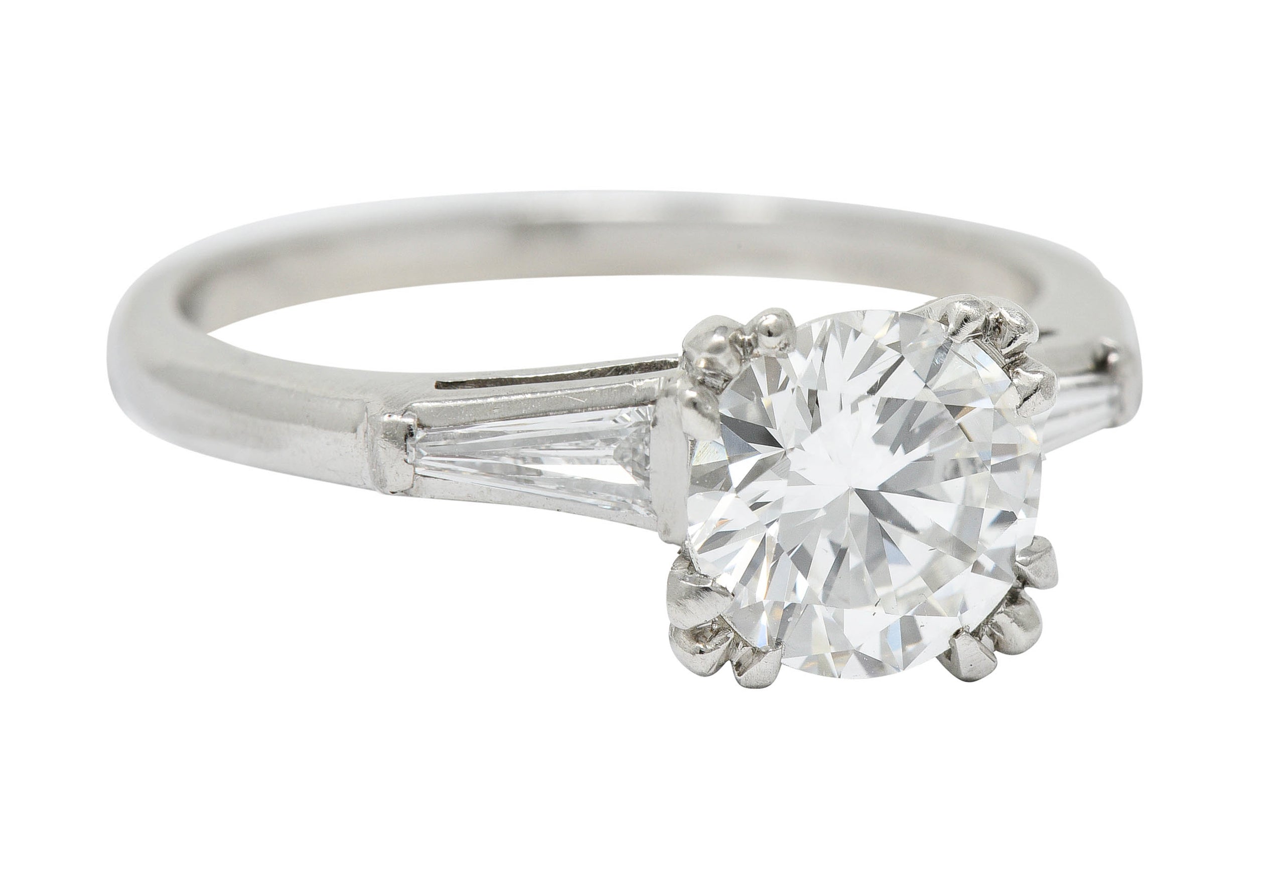 Mid-Century 1.40 CTW Diamond Platinum Engagement Ring GIA Circa 1950Ring - Wilson's Estate Jewelry