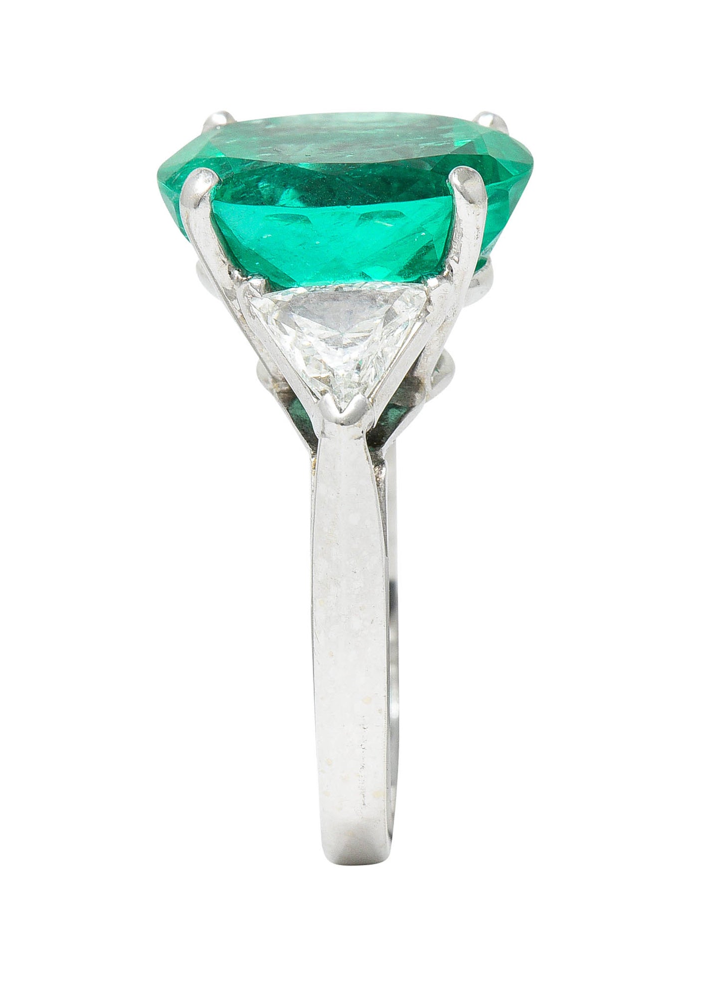 Mid-Century 6.70 CTW Colombian Emerald Diamond 14 Karat White Gold Cocktail RingRing - Wilson's Estate Jewelry