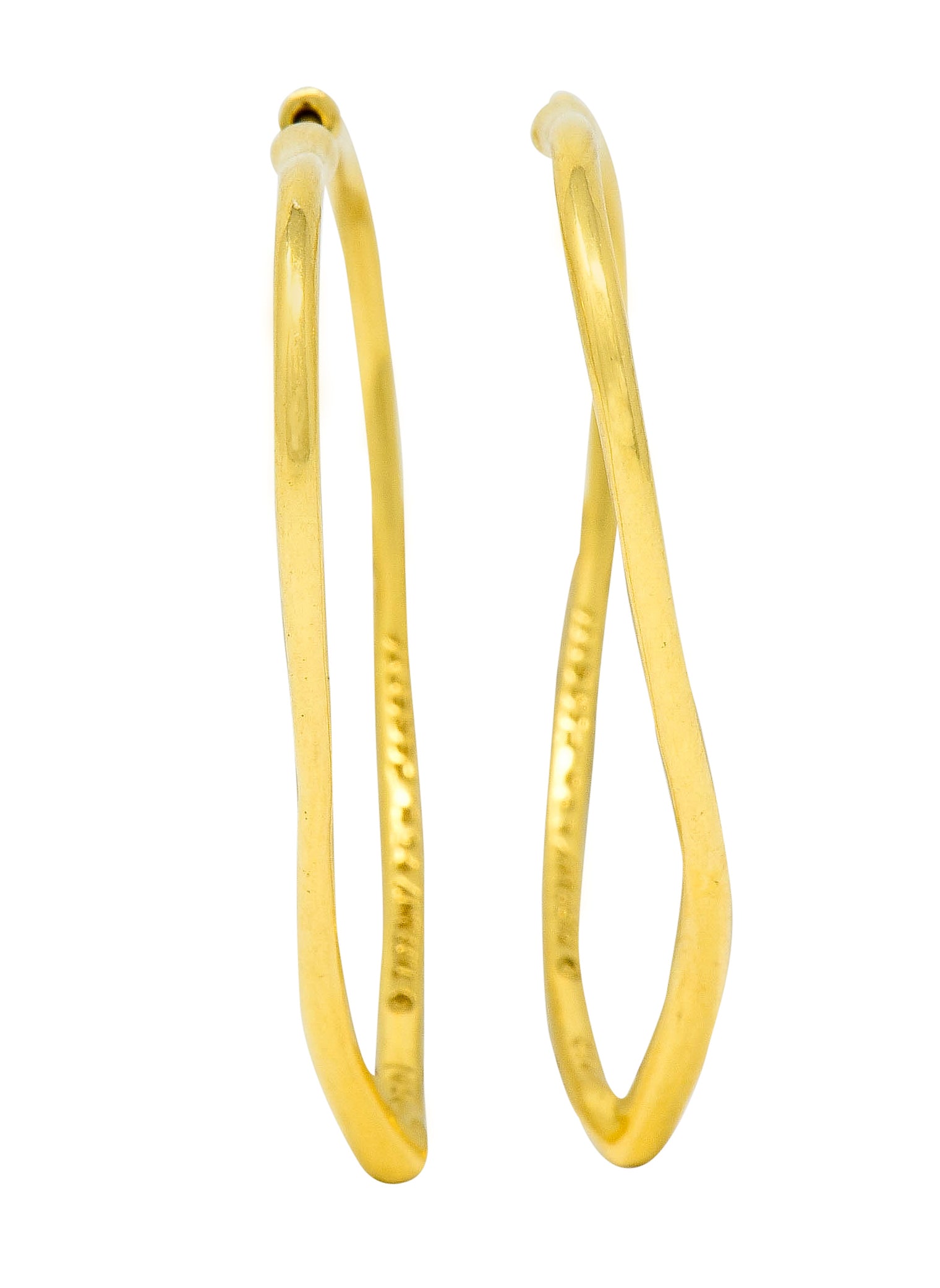 Elsa Peretti Tiffany & Co. 18 Karat Gold Open Heart Hoop Earrings - Wilson's Estate Jewelry