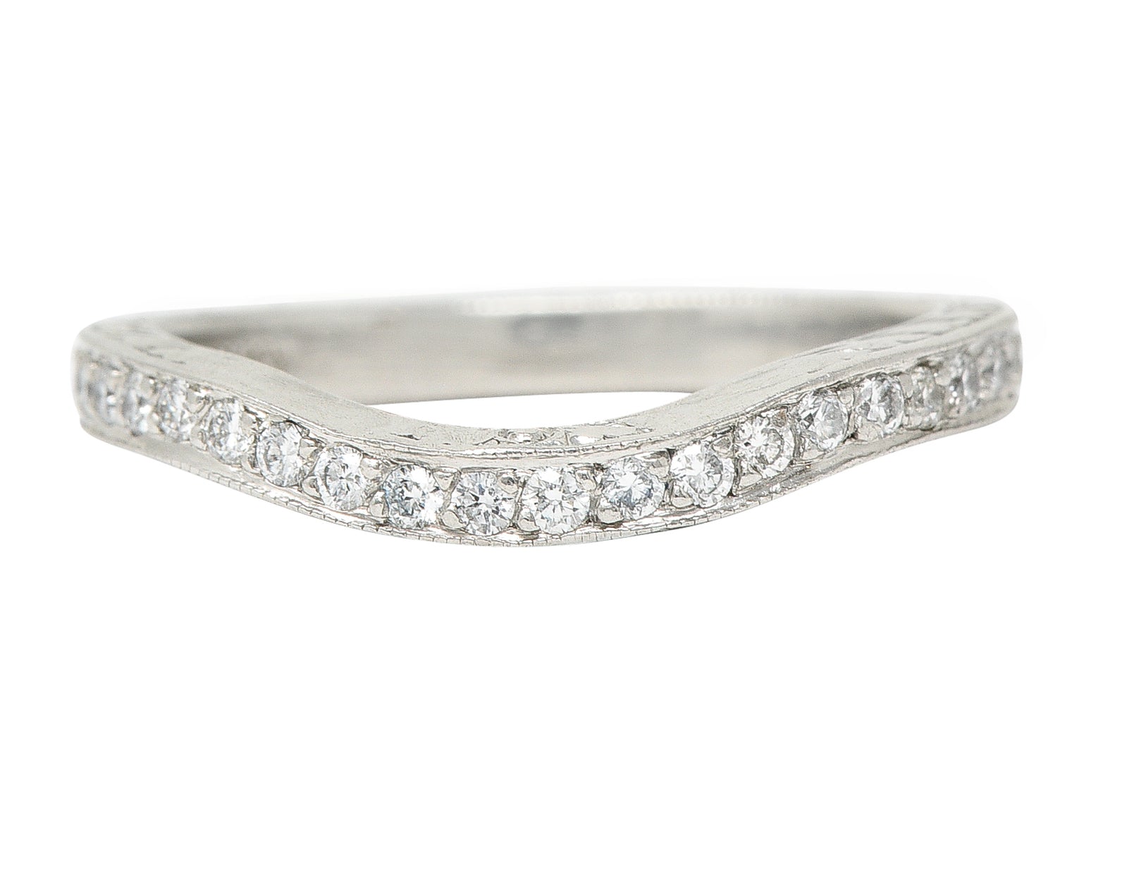 Mid-Century 0.63 CTW Diamond Platinum Garland Eternity Contour Band Vintage Ring Wilson's Estate Jewelry