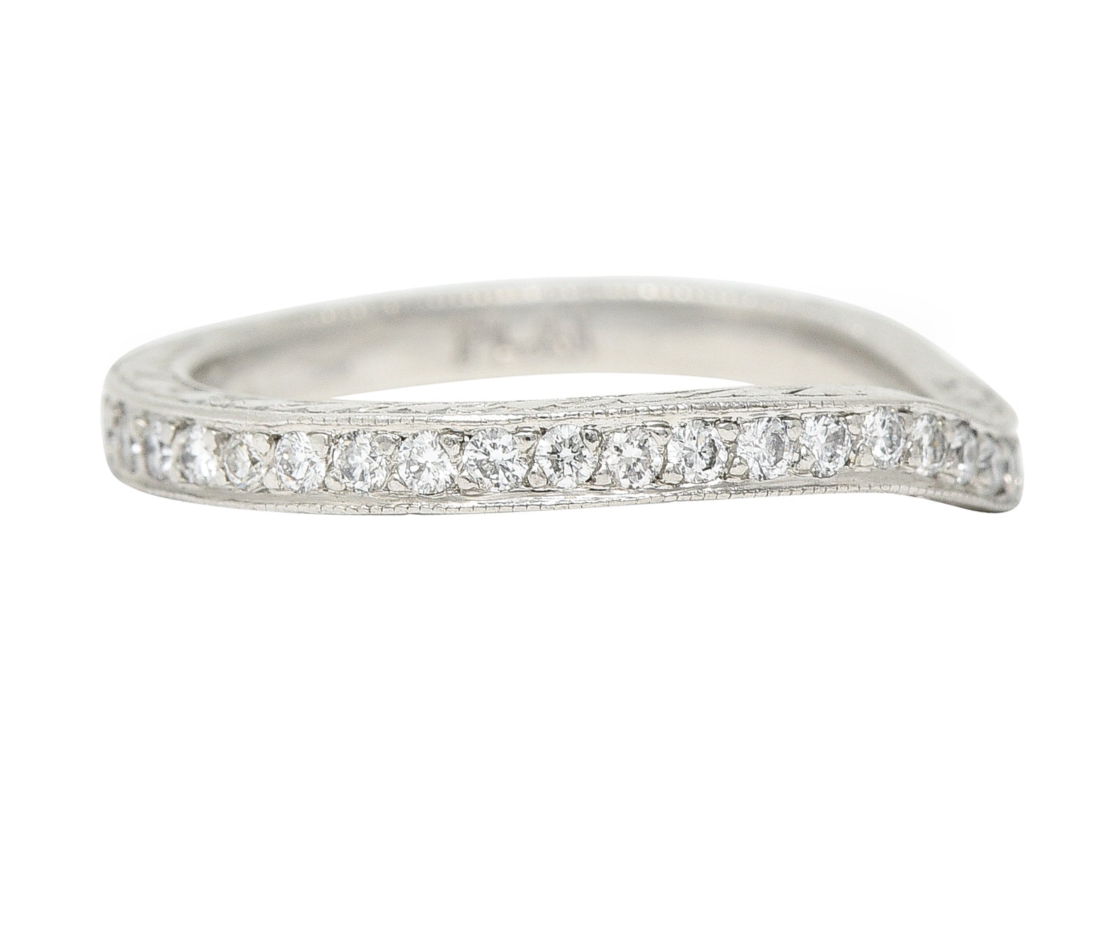 Mid-Century 0.63 CTW Diamond Platinum Garland Eternity Contour Band Vintage Ring Wilson's Estate Jewelry