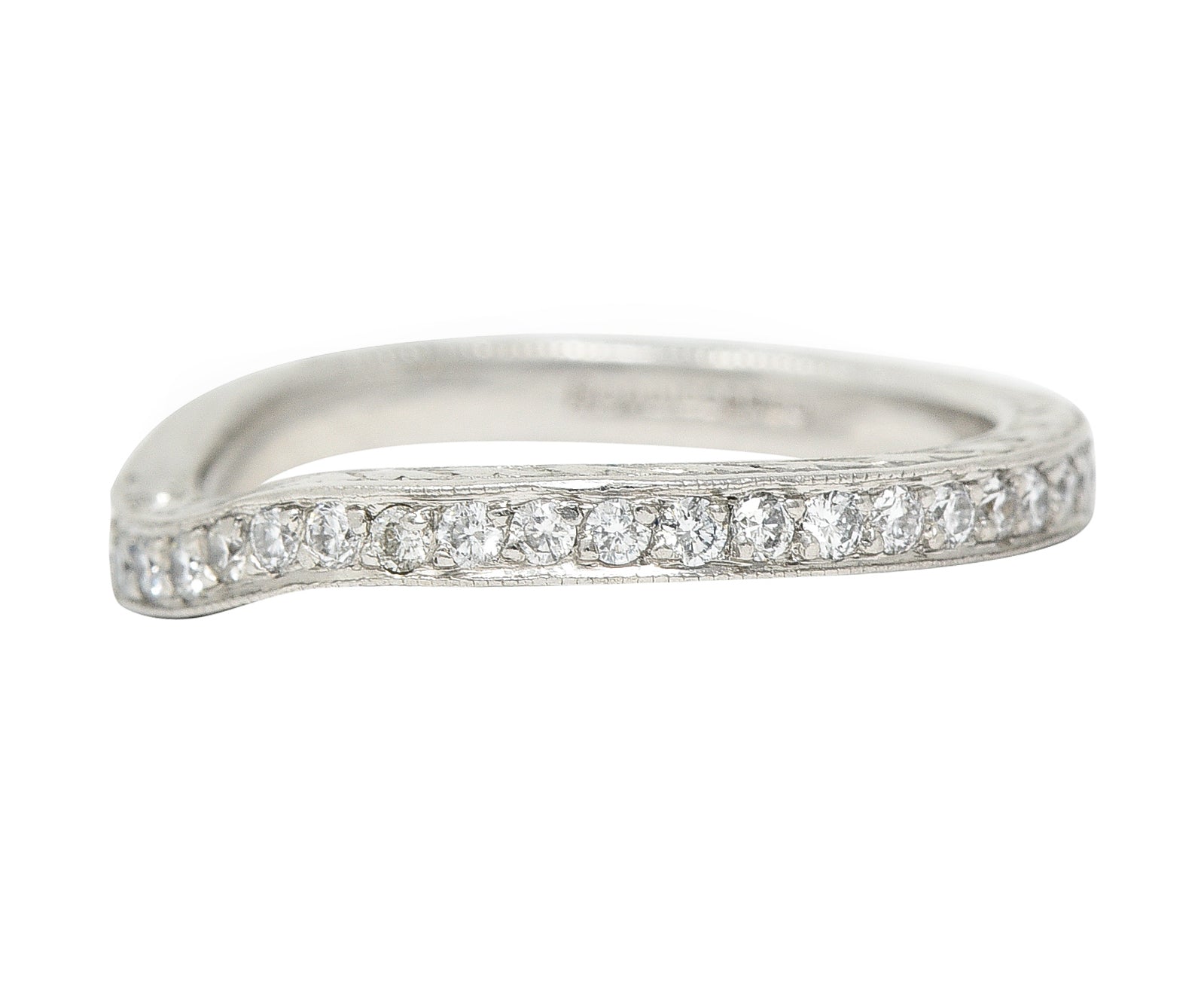 Mid-Century 0.63 CTW Diamond Platinum Garland Eternity Contour Band Vintage Ring Wilson's Estate Jewelry