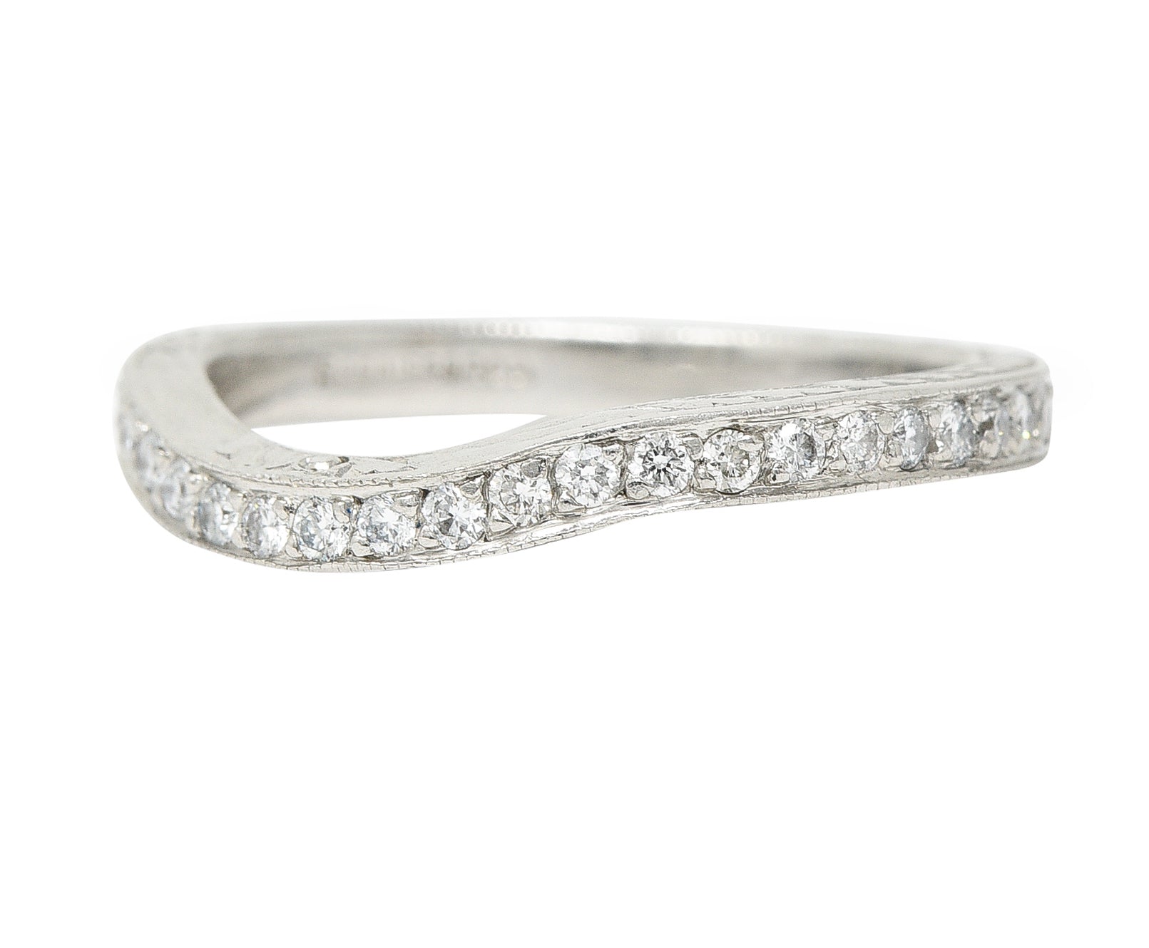 Mid-Century 0.63 CTW Diamond Platinum Garland Eternity Contour Band Vintage Ring Wilson's Estate Jewelry