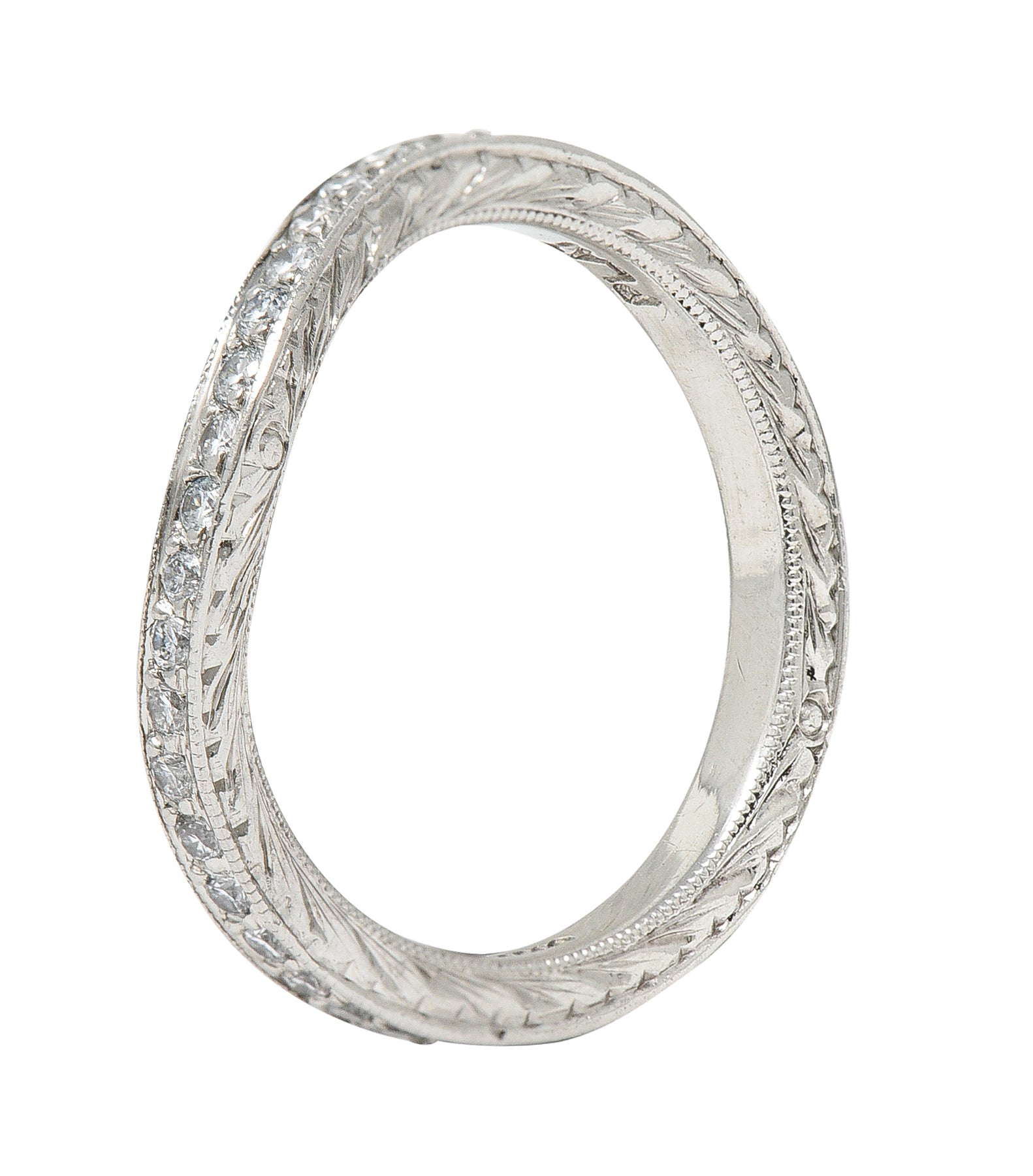 Mid-Century 0.63 CTW Diamond Platinum Garland Eternity Contour Band Vintage Ring Wilson's Estate Jewelry