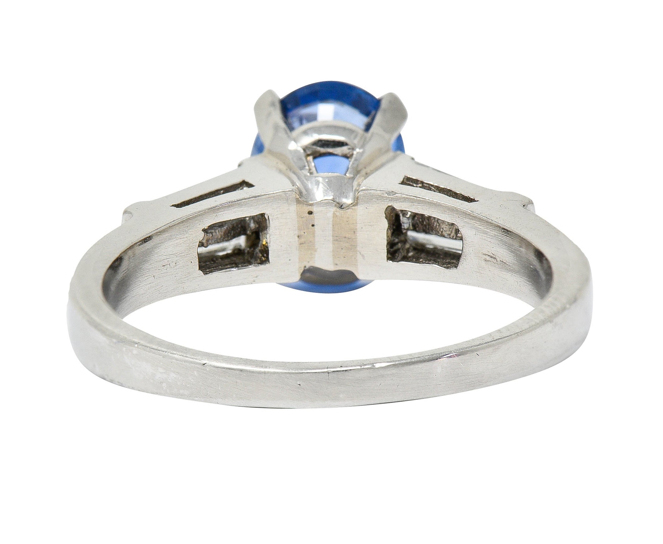 Mid-Century 3.34 CTW No Heat Ceylon Sapphire Diamond Platinum Ring GIA Circa 1950sRing - Wilson's Estate Jewelry