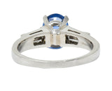 Mid-Century 3.34 CTW No Heat Ceylon Sapphire Diamond Platinum Ring GIA Circa 1950sRing - Wilson's Estate Jewelry