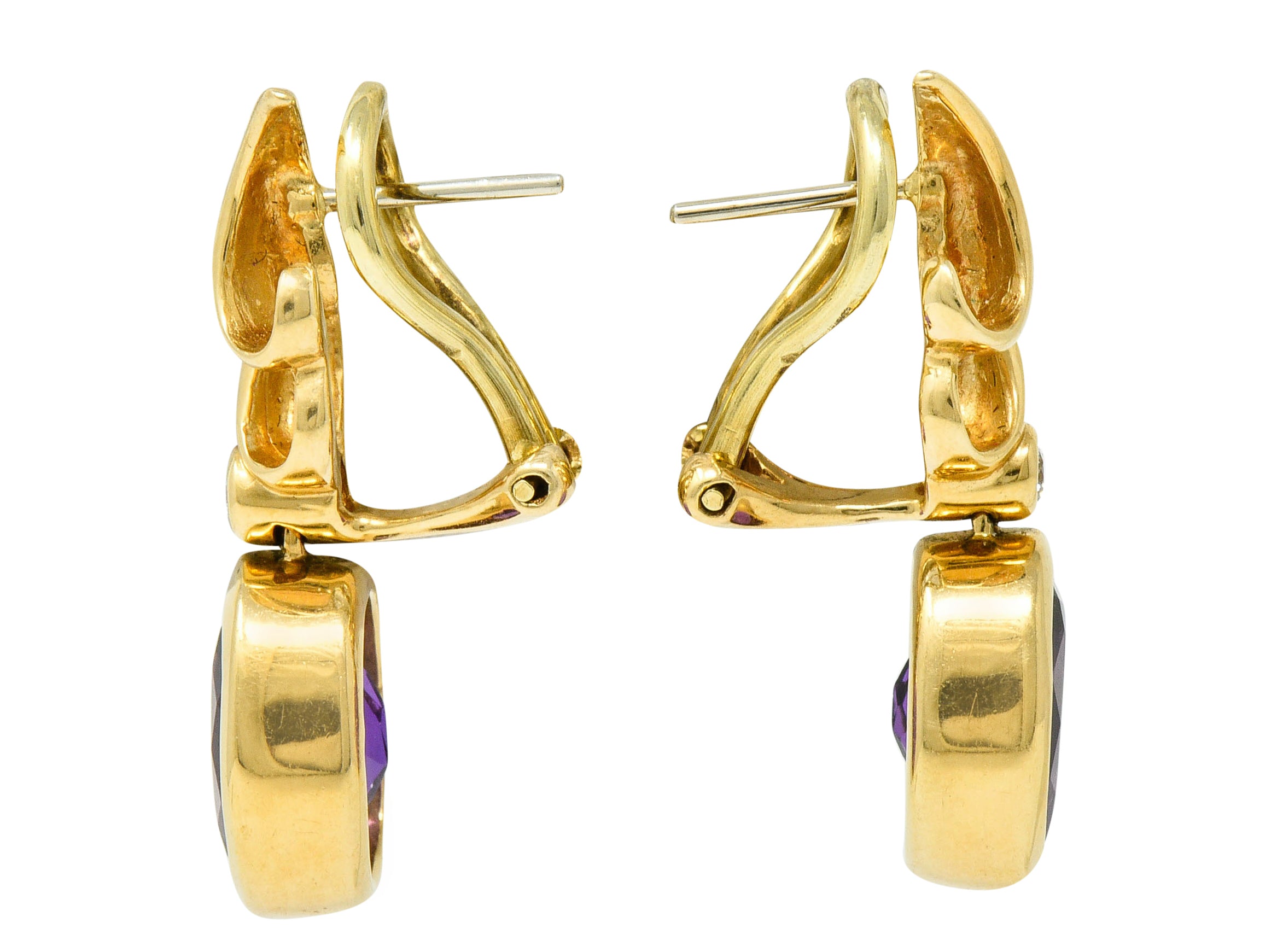 Retro Diamond Amethyst 14 Karat Gold Drop EarringsEarrings - Wilson's Estate Jewelry