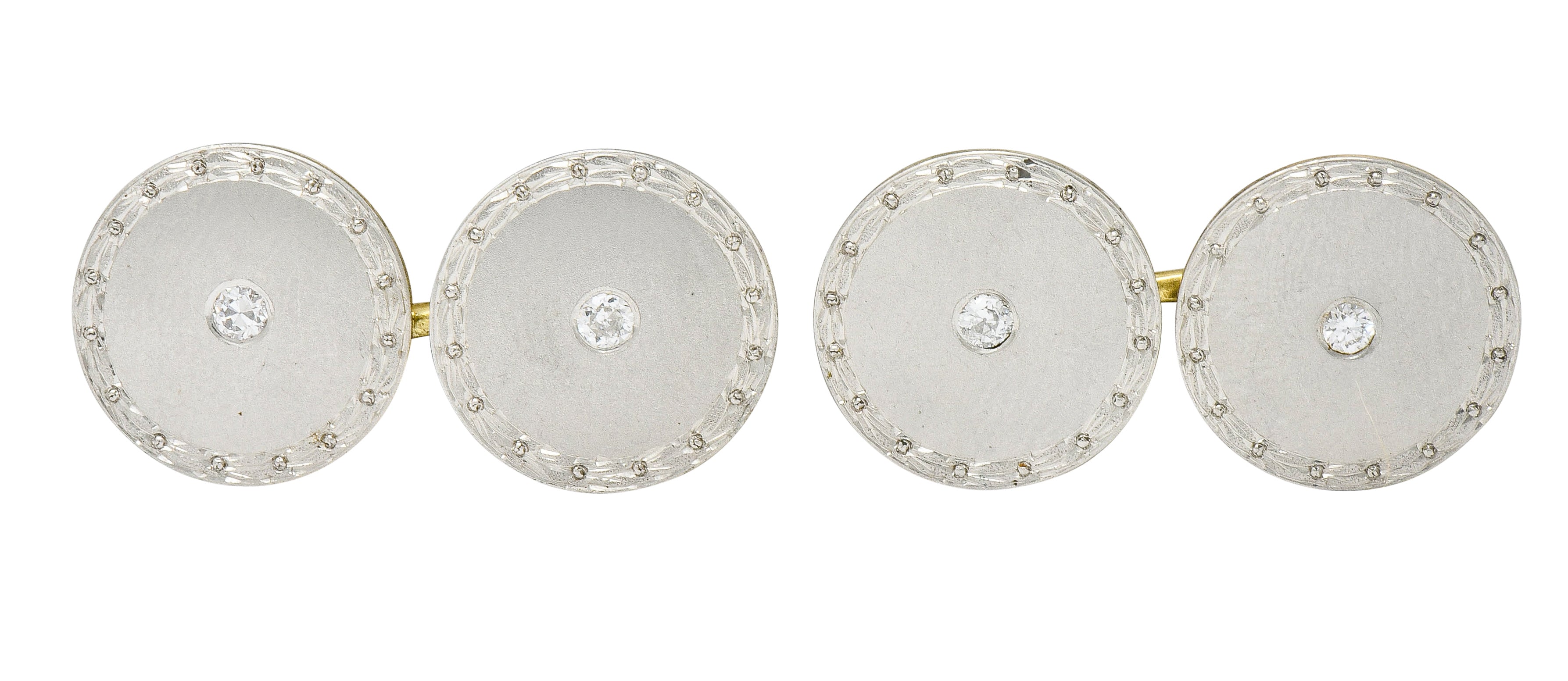 Art Deco Diamond Platinum-Topped 14 Karat Gold Men's Cufflinks - Wilson's Estate Jewelry